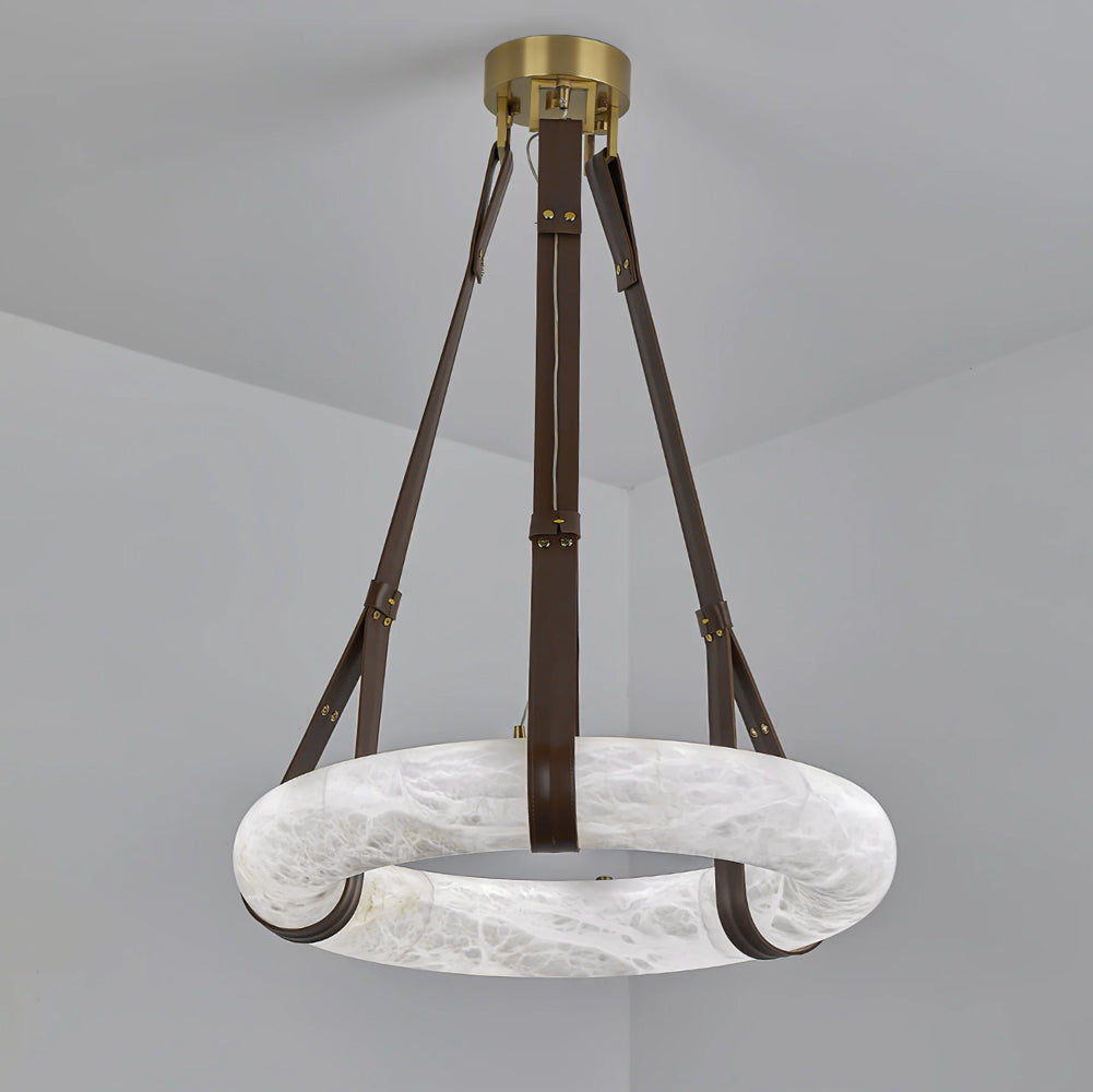 Luste Alabaster Chandeliers Ring Leather Strap Version A - Blowlighting