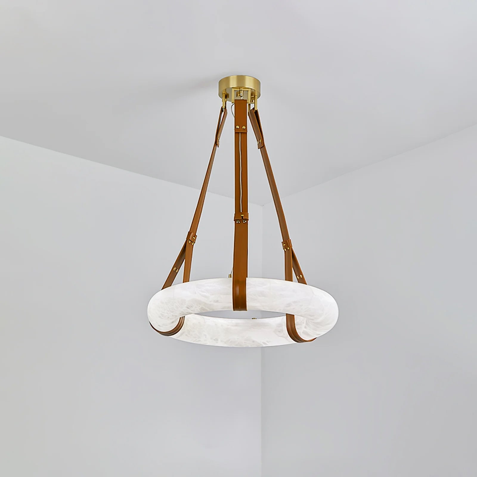 Luste Alabaster Chandeliers Ring Leather Strap Version A - Blowlighting