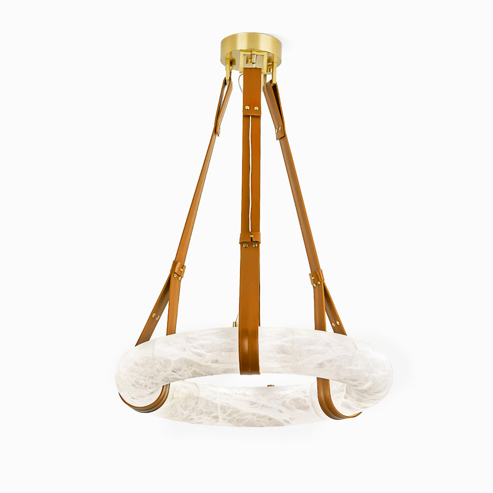 Luste Alabaster Chandeliers Ring Leather Strap Version A - Blowlighting
