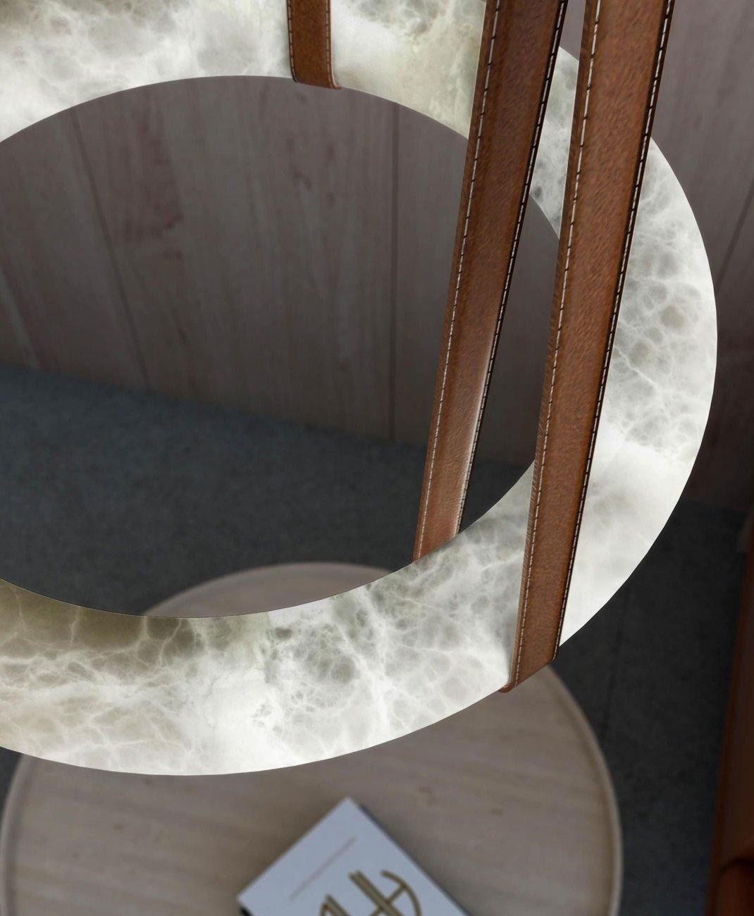 Luste Alabaster Chandeliers Ring Leather Strap Version A - Blowlighting