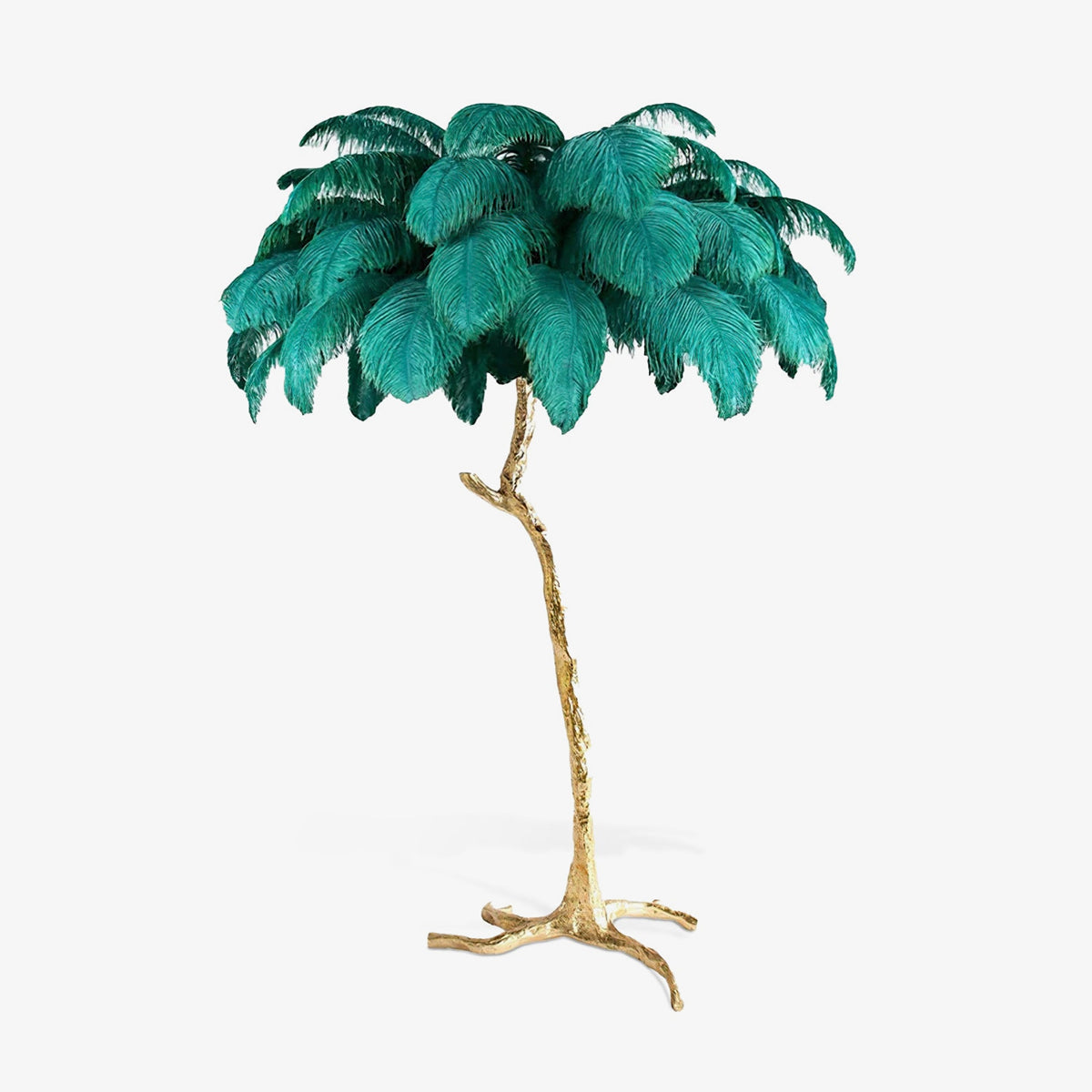Ostrich Feather Brass Floor Lamp - Blowlighting