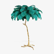 Ostrich Feather Brass Floor Lamp - Blowlighting