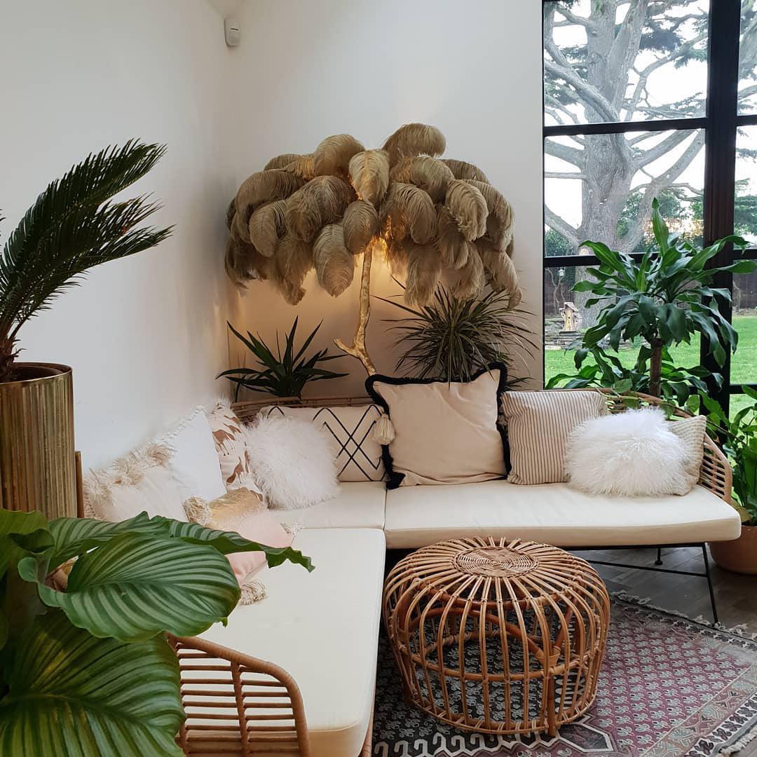 Ostrich Feather Brass Floor Lamp - Blowlighting