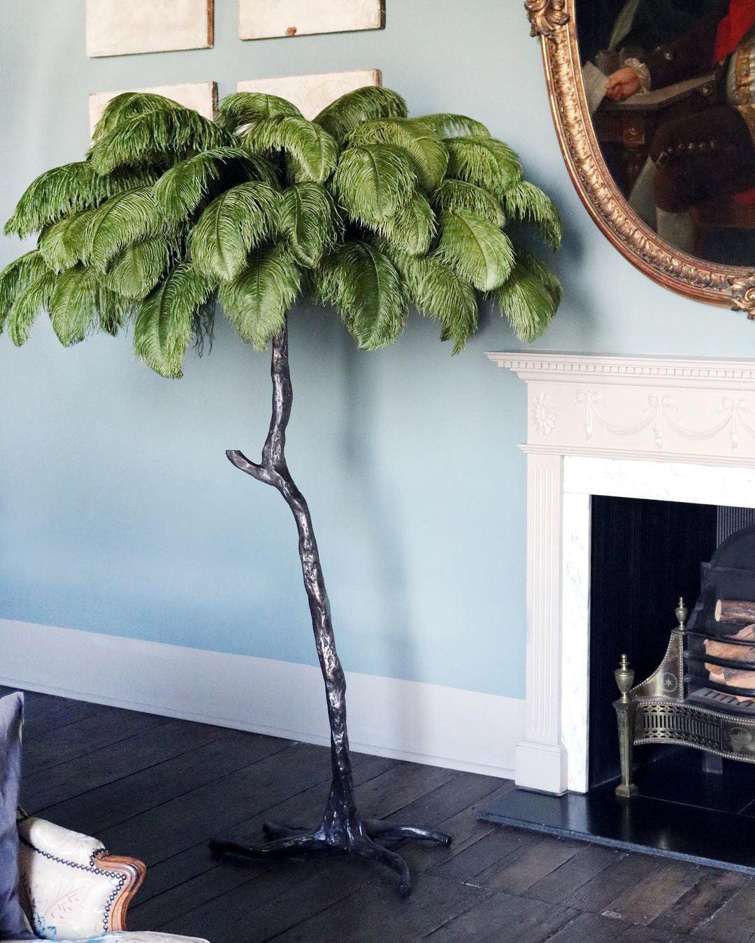 Ostrich Feather Brass Floor Lamp - Blowlighting