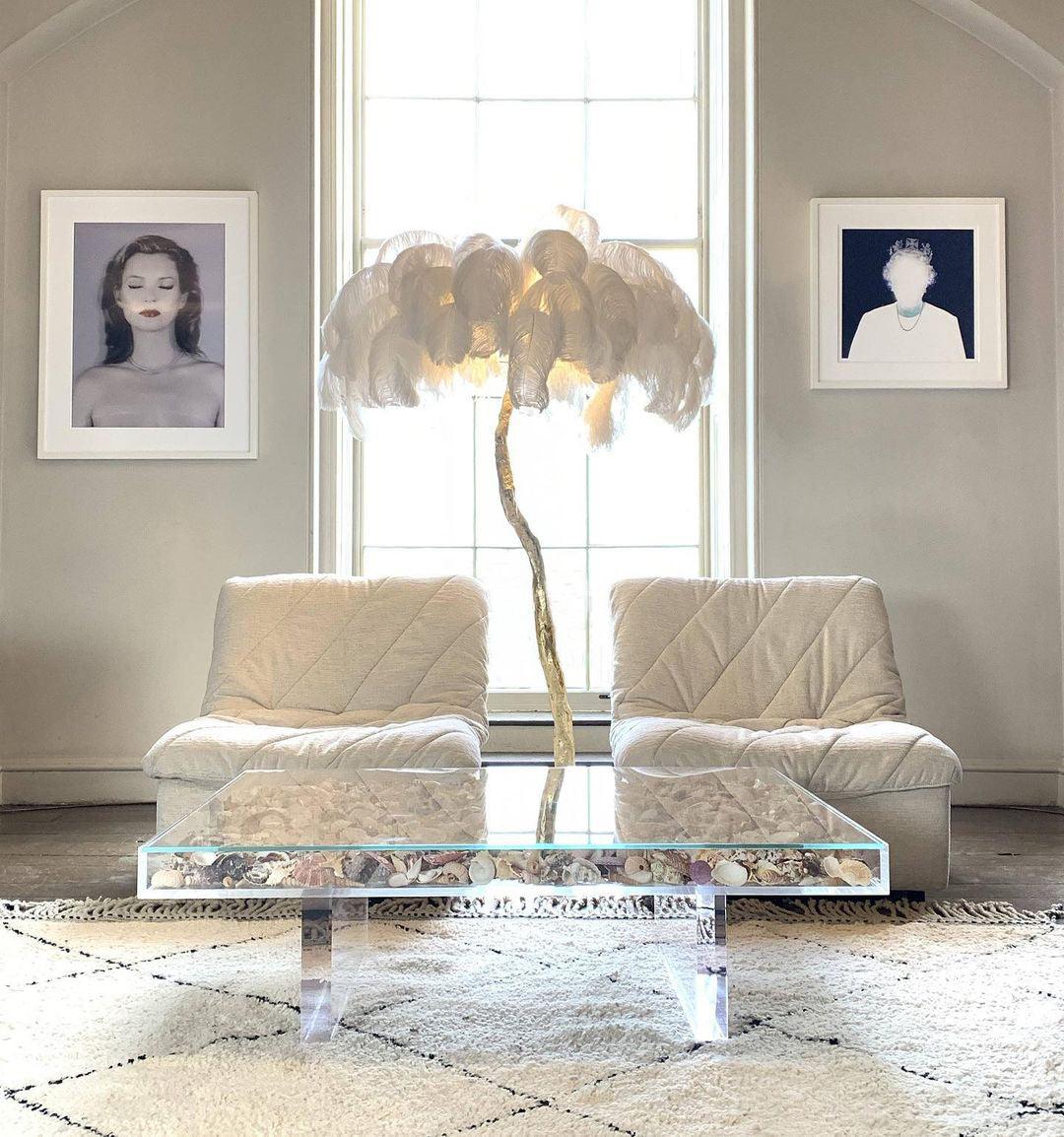Ostrich Feather Brass Floor Lamp - Blowlighting