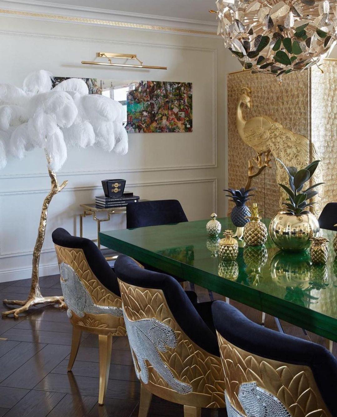 Ostrich Feather Brass Floor Lamp - Blowlighting