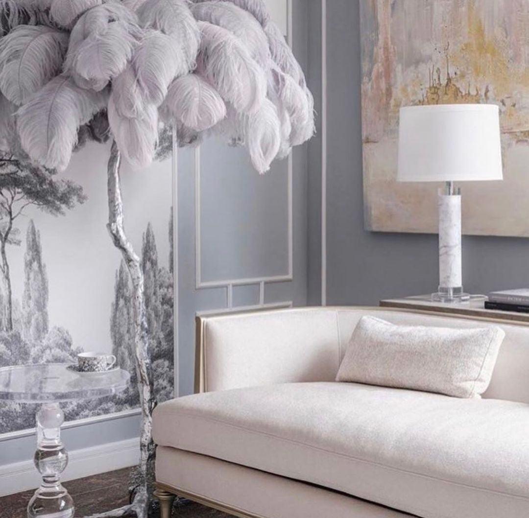 Ostrich Feather Brass Floor Lamp - Blowlighting