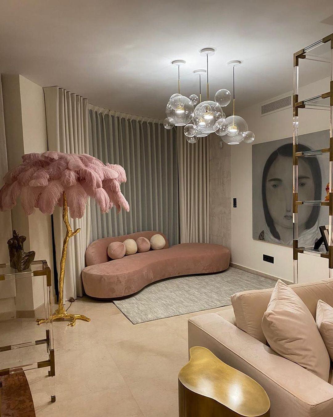 Ostrich Feather Brass Floor Lamp - Blowlighting