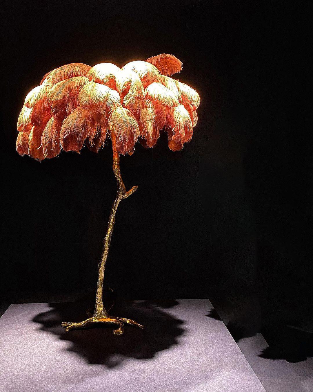 Ostrich Feather Brass Floor Lamp - Blowlighting