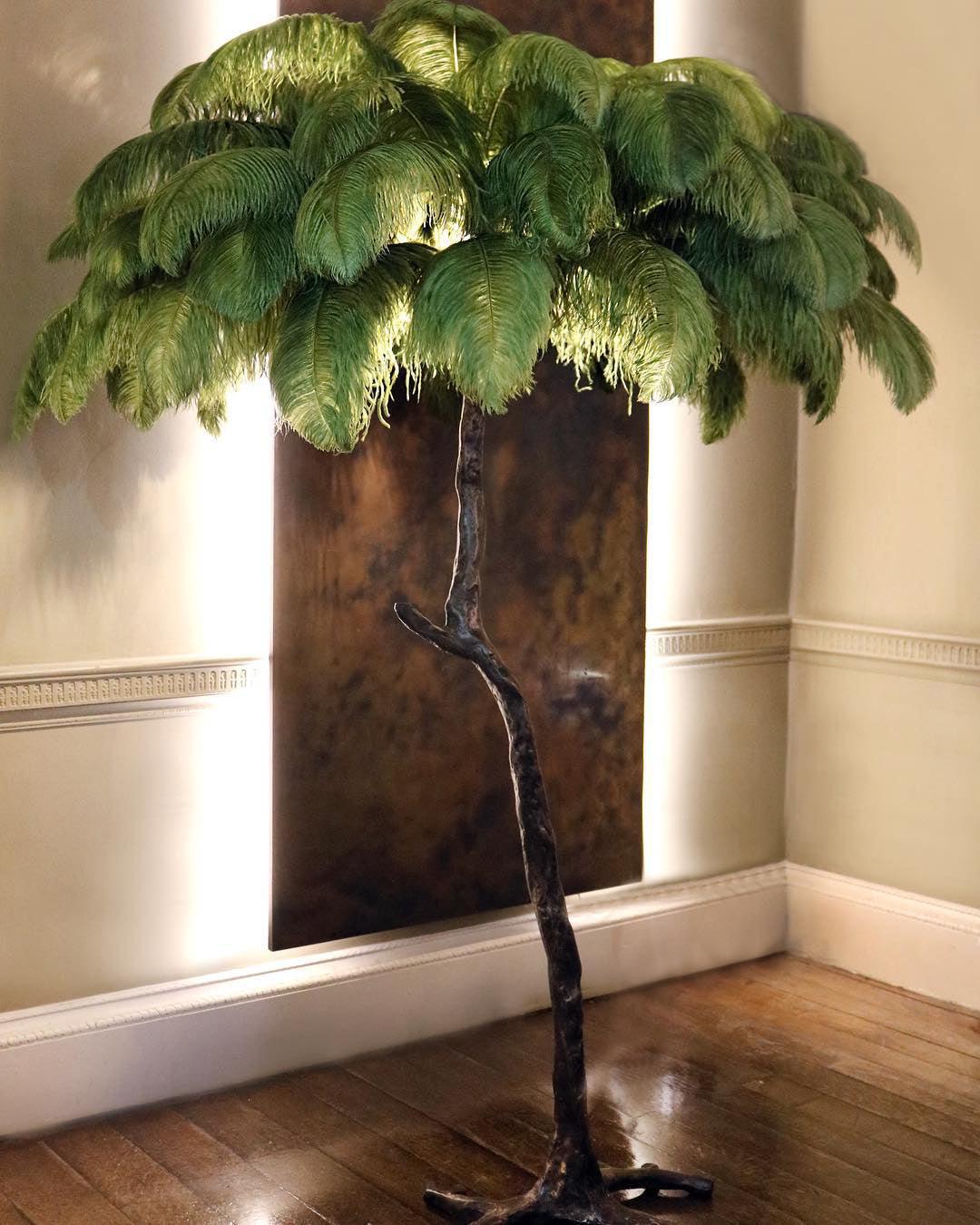 Ostrich Feather Brass Floor Lamp - Blowlighting