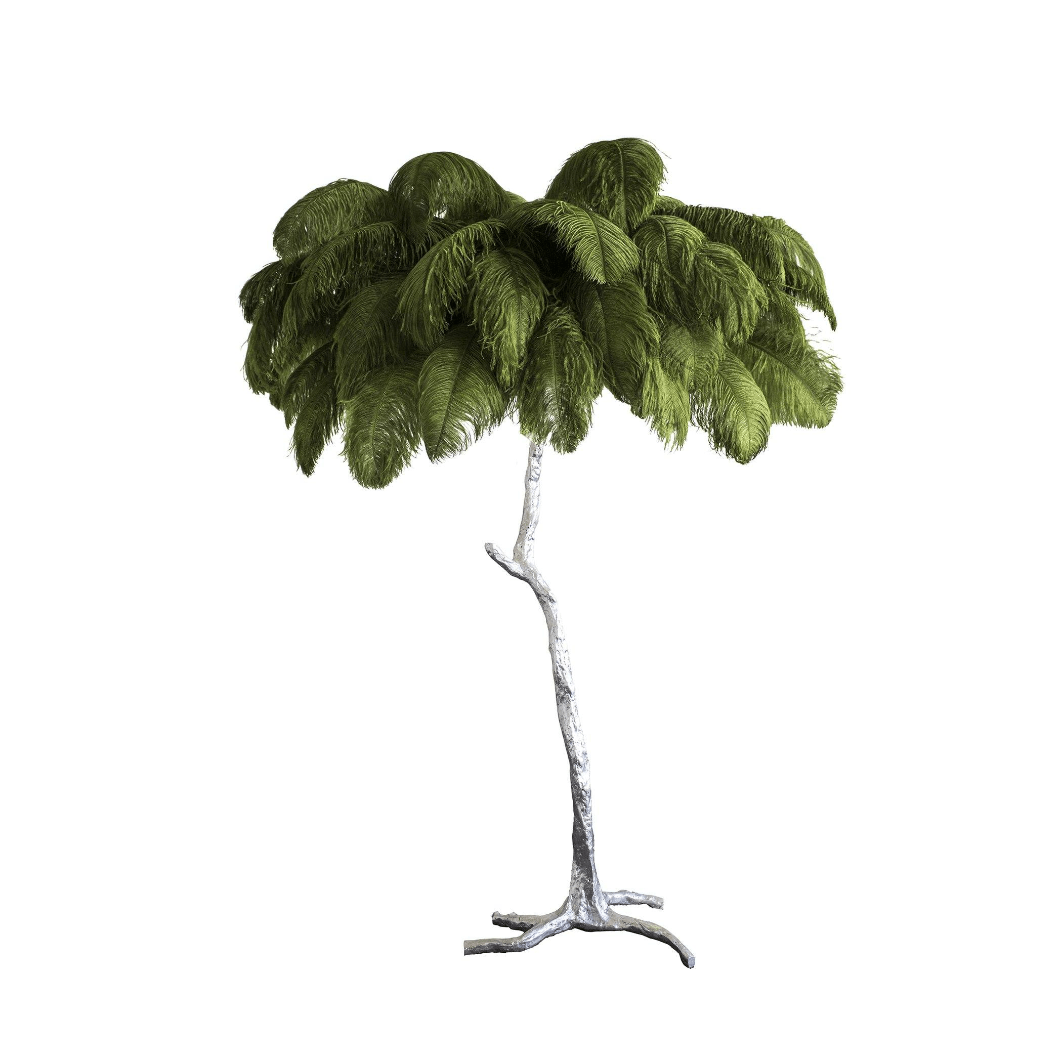 Ostrich Feather Brass Floor Lamp - Blowlighting