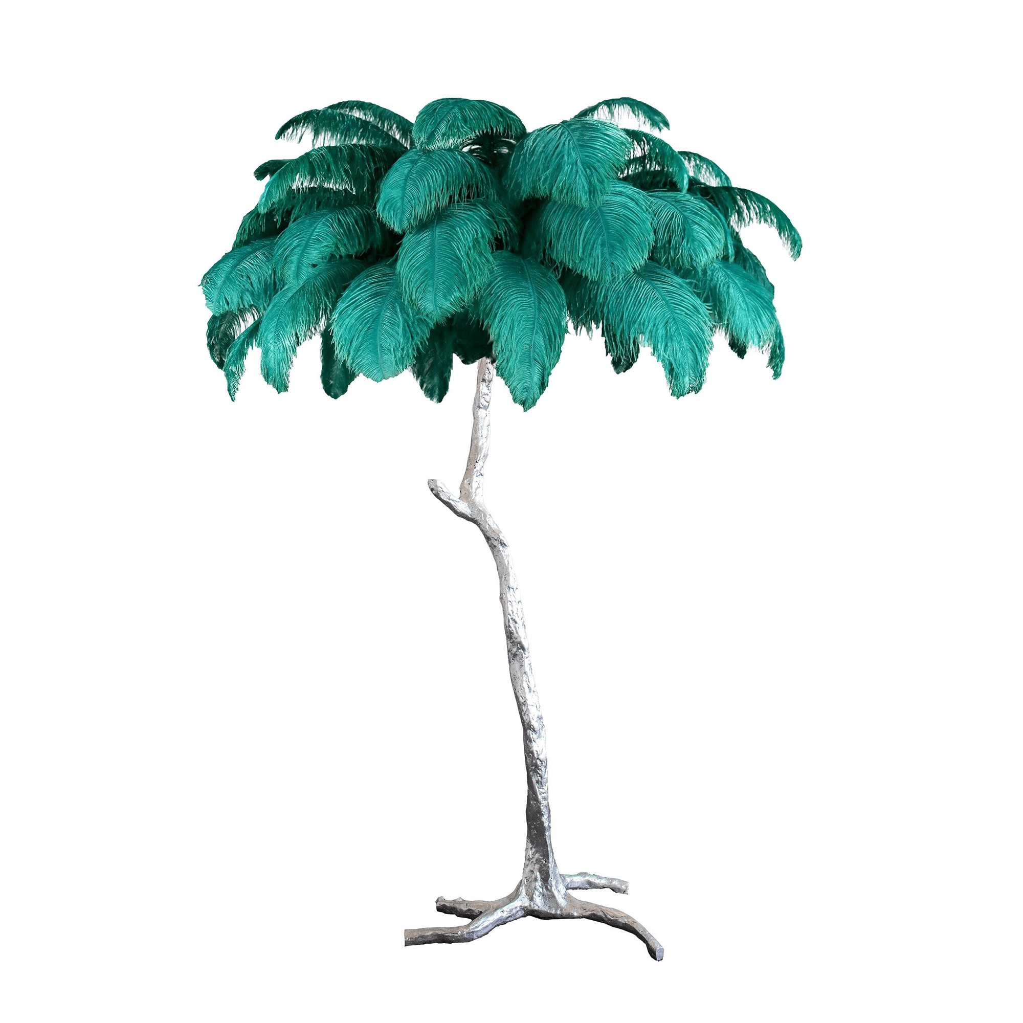 Ostrich Feather Brass Floor Lamp - Blowlighting