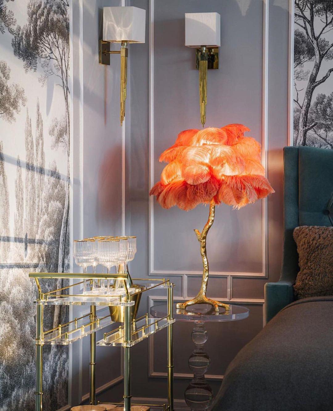 Ostrich Feather Table Lamp - Blowlighting