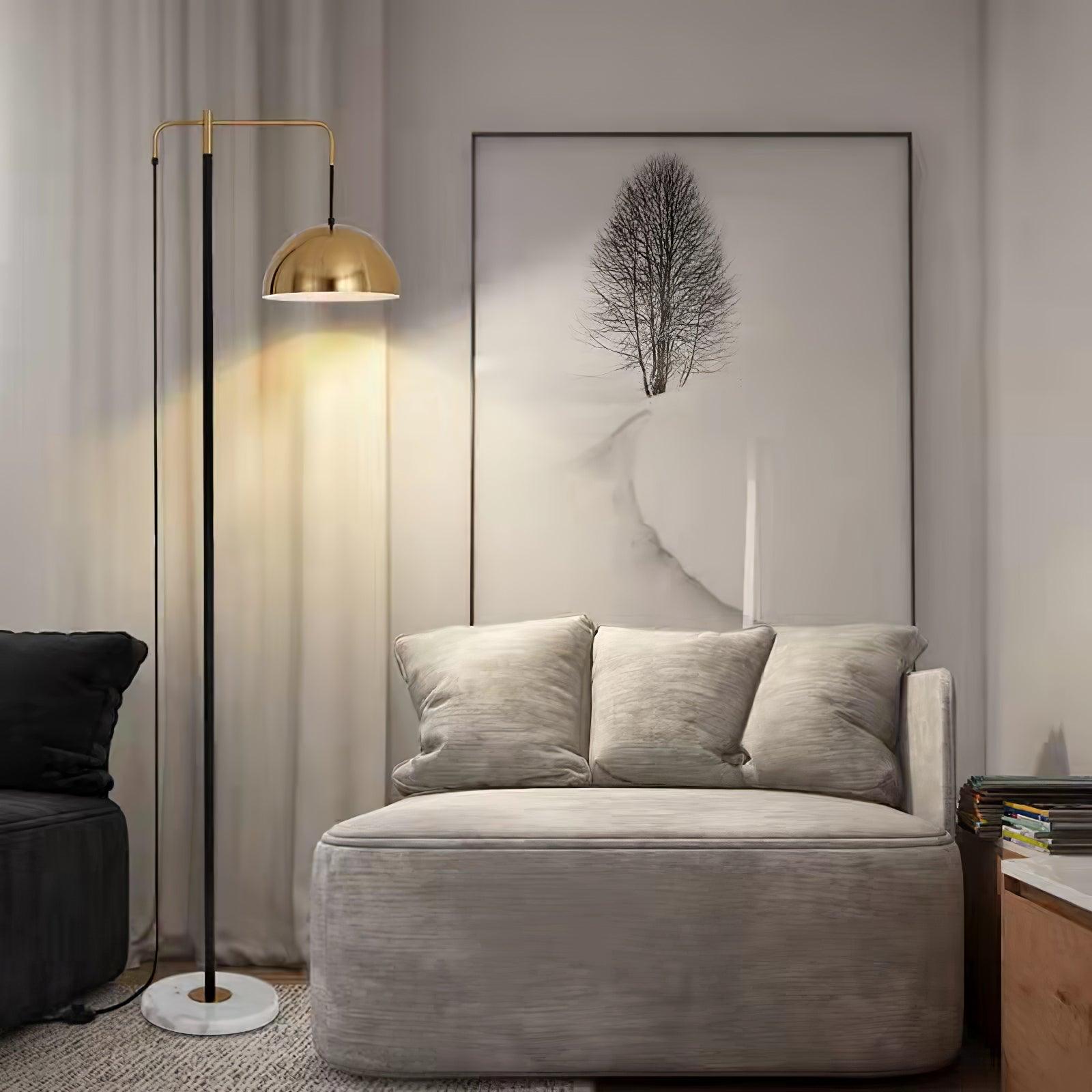 Lumirette Brass Arc Floor Lamp - Blowlighting