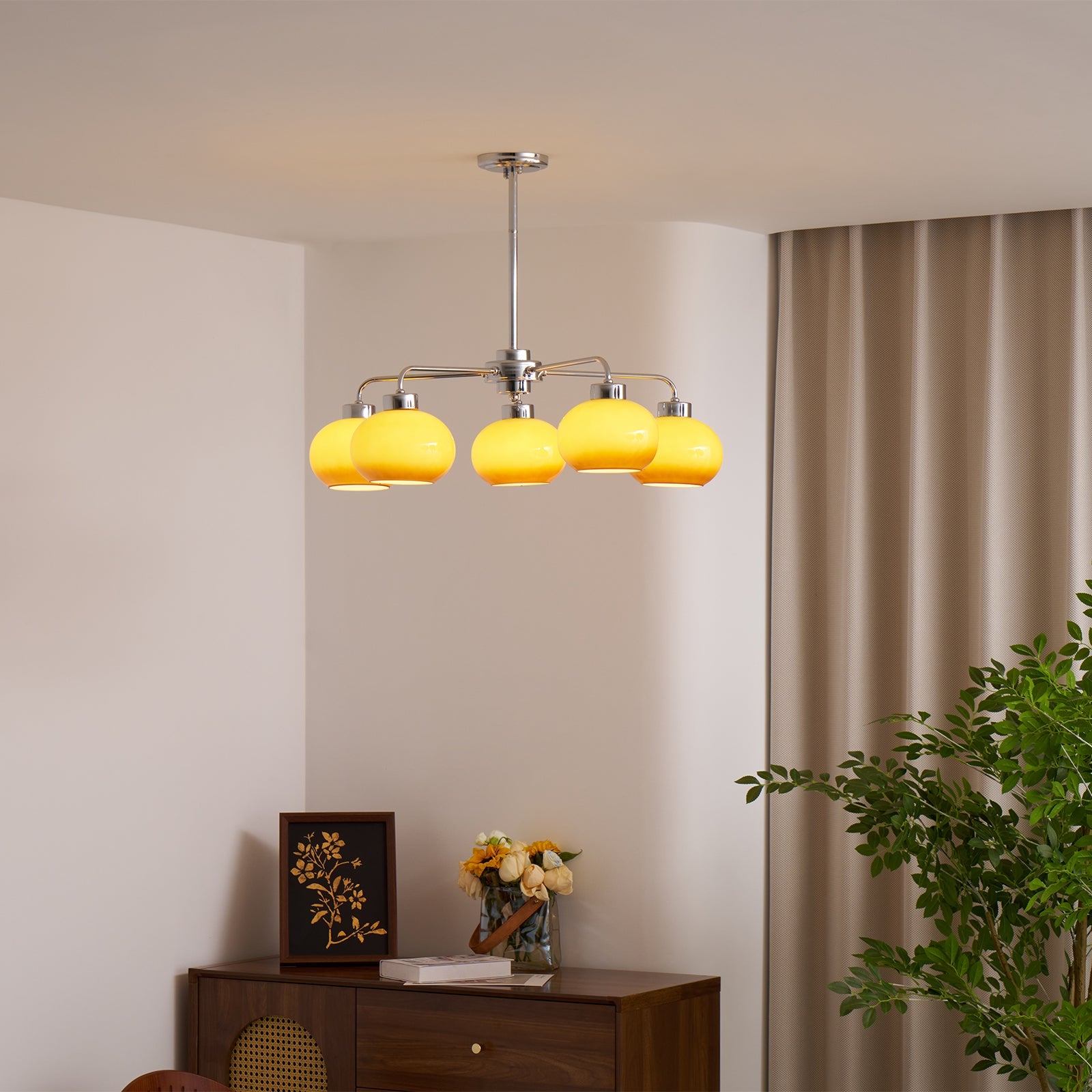Oval Persimmon Chandelier - Blowlighting