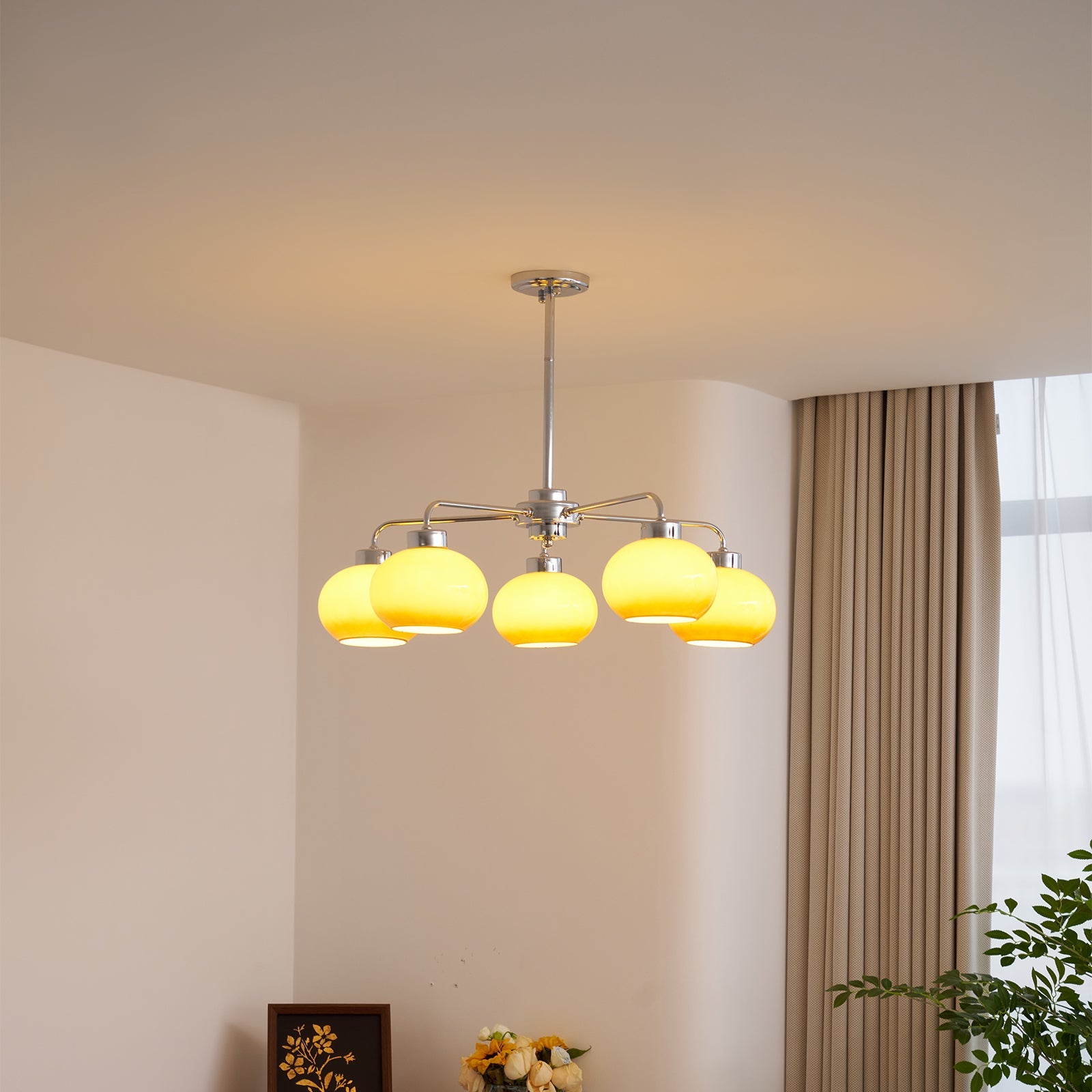 Oval Persimmon Chandelier - Blowlighting