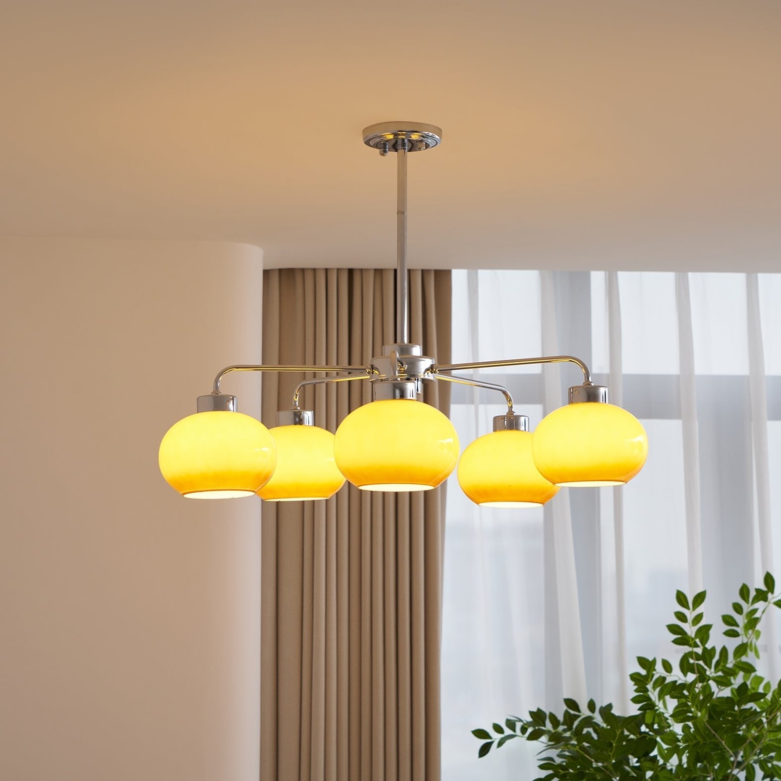 Oval Persimmon Chandelier - Blowlighting