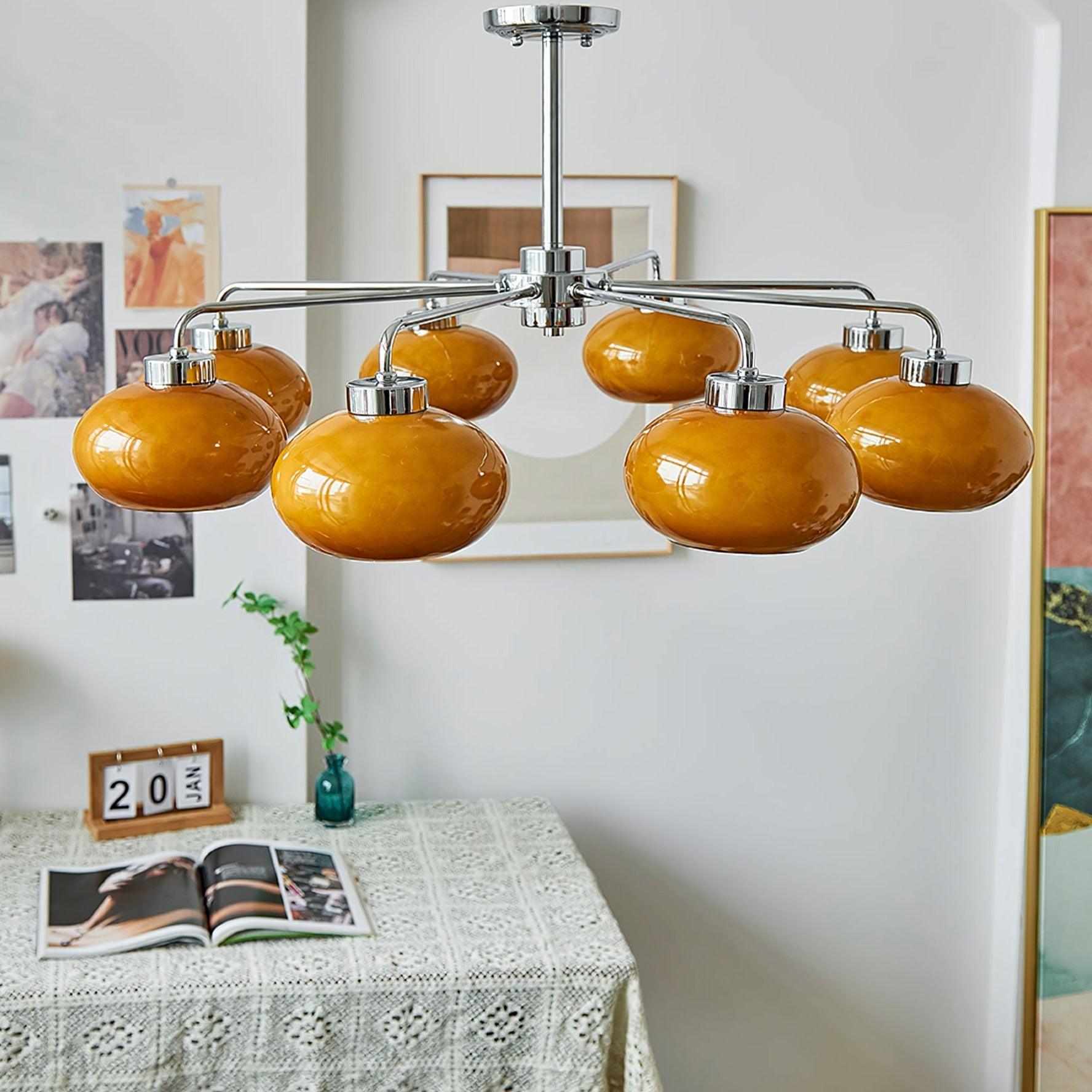 Oval Persimmon Chandelier - Blowlighting