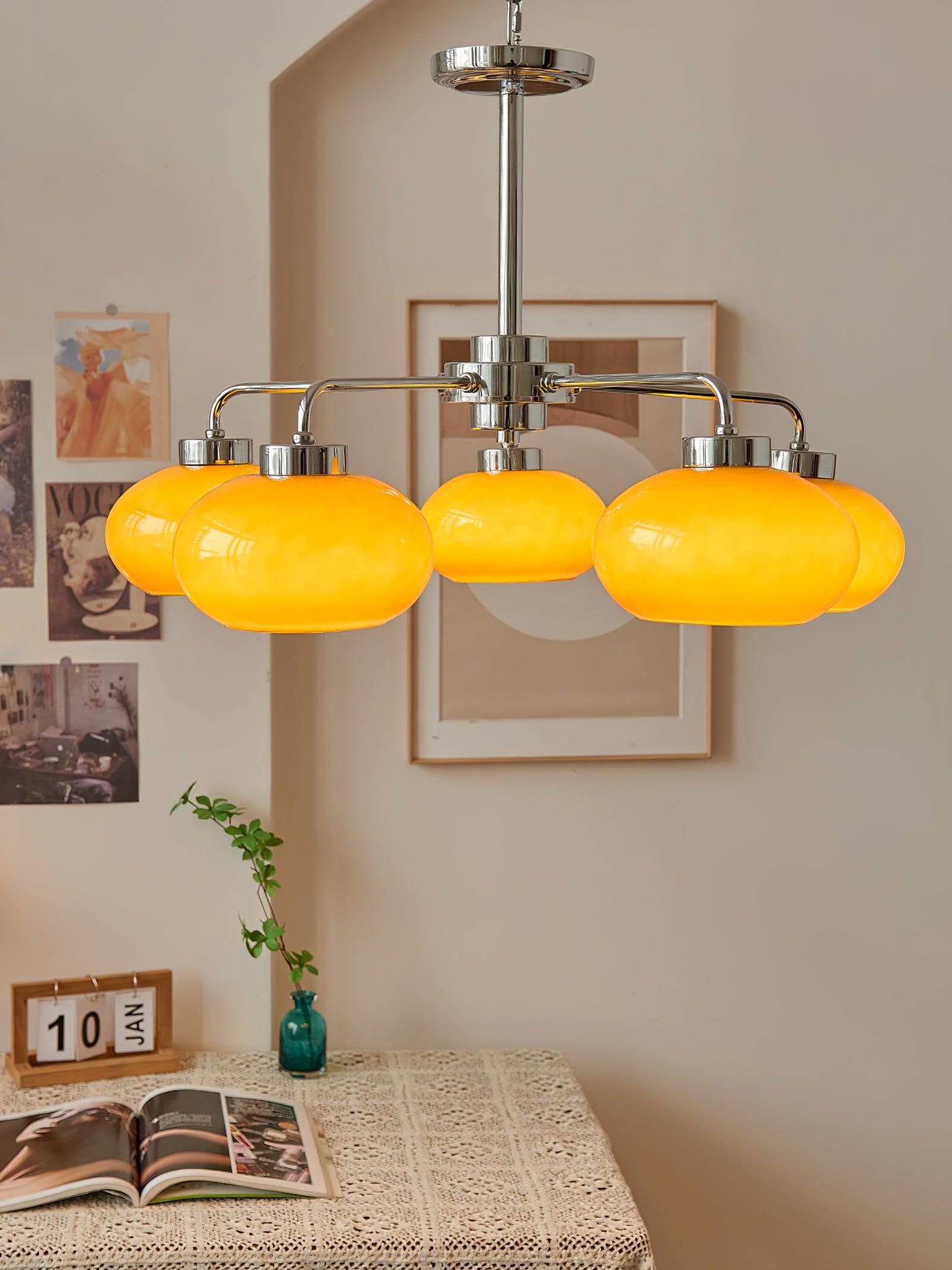 Oval Persimmon Chandelier - Blowlighting