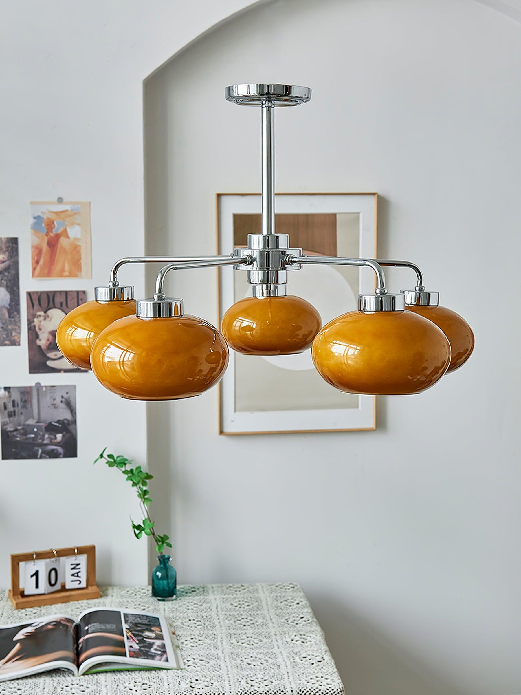 Oval Persimmon Chandelier - Blowlighting