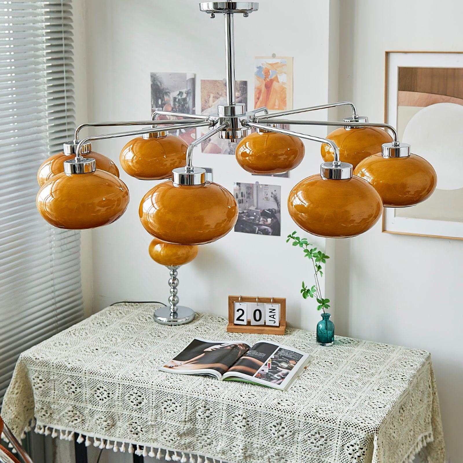 Oval Persimmon Chandelier - Blowlighting