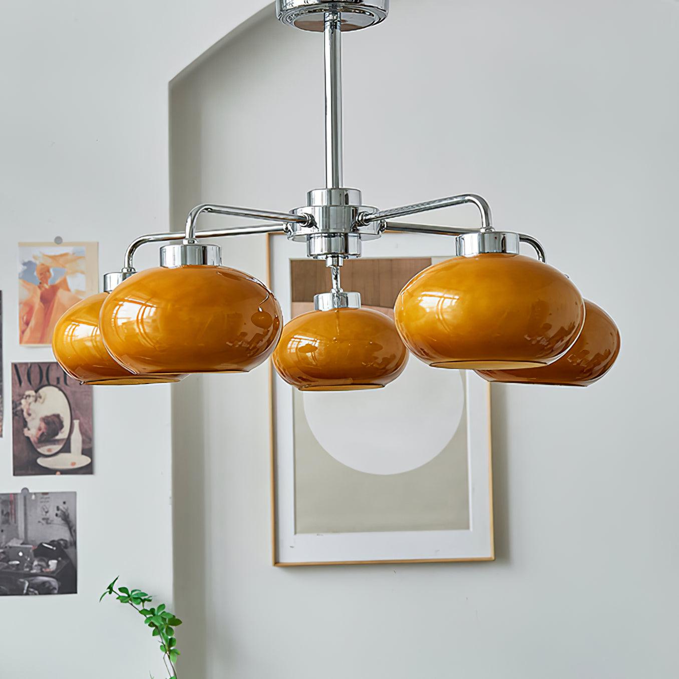 Oval Persimmon Chandelier - Blowlighting