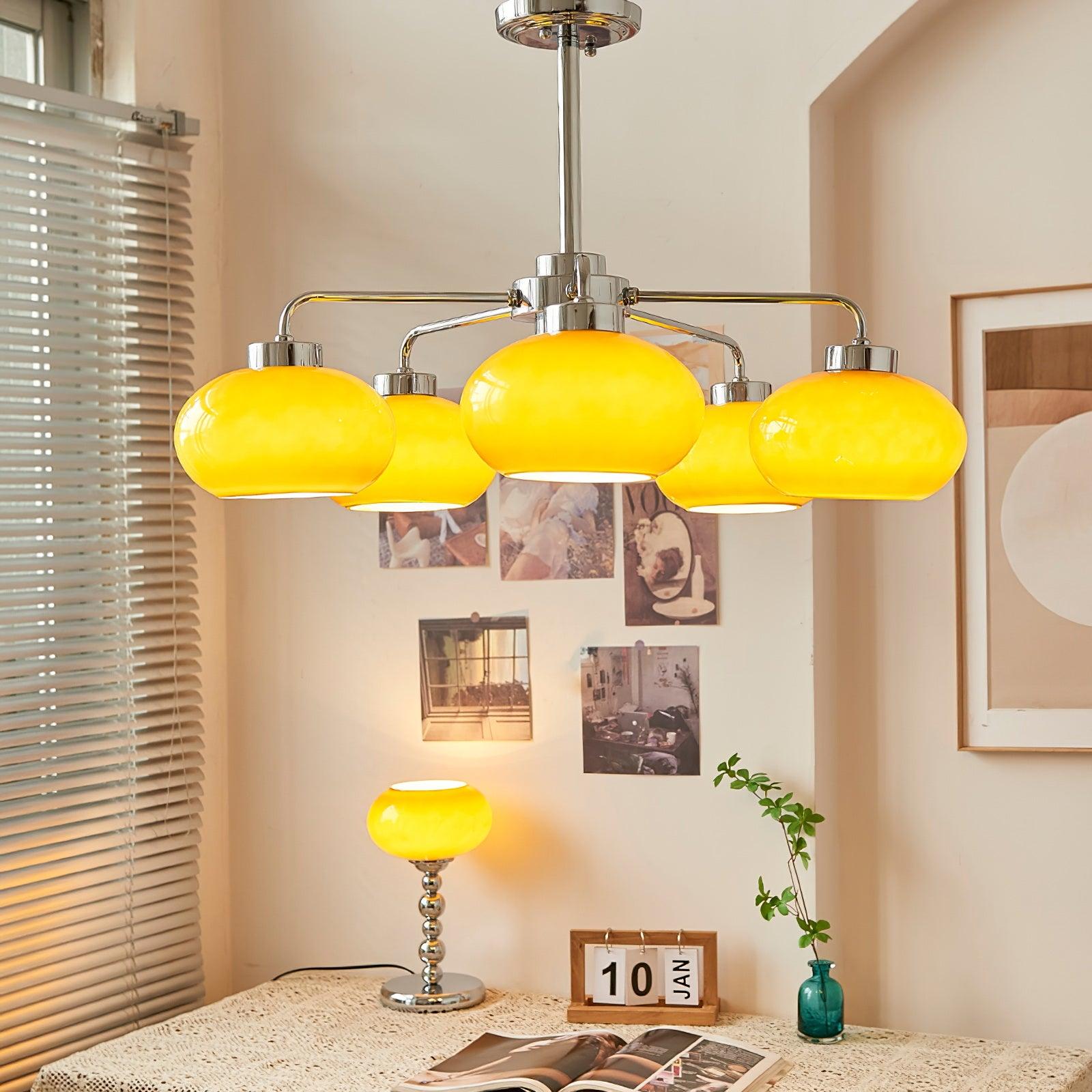Oval Persimmon Chandelier - Blowlighting