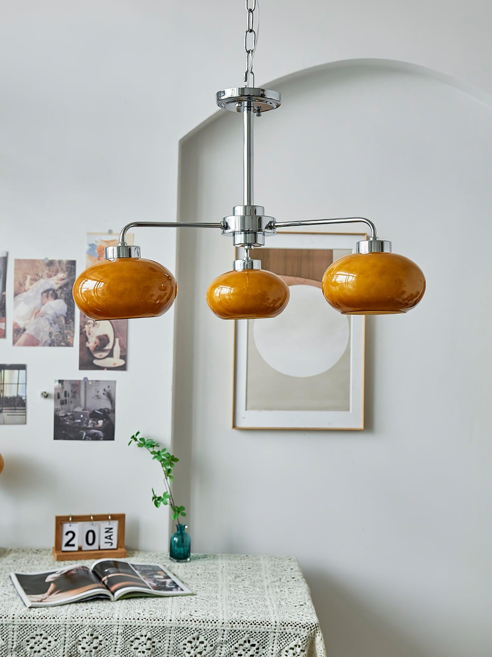 Oval Persimmon Chandelier - Blowlighting