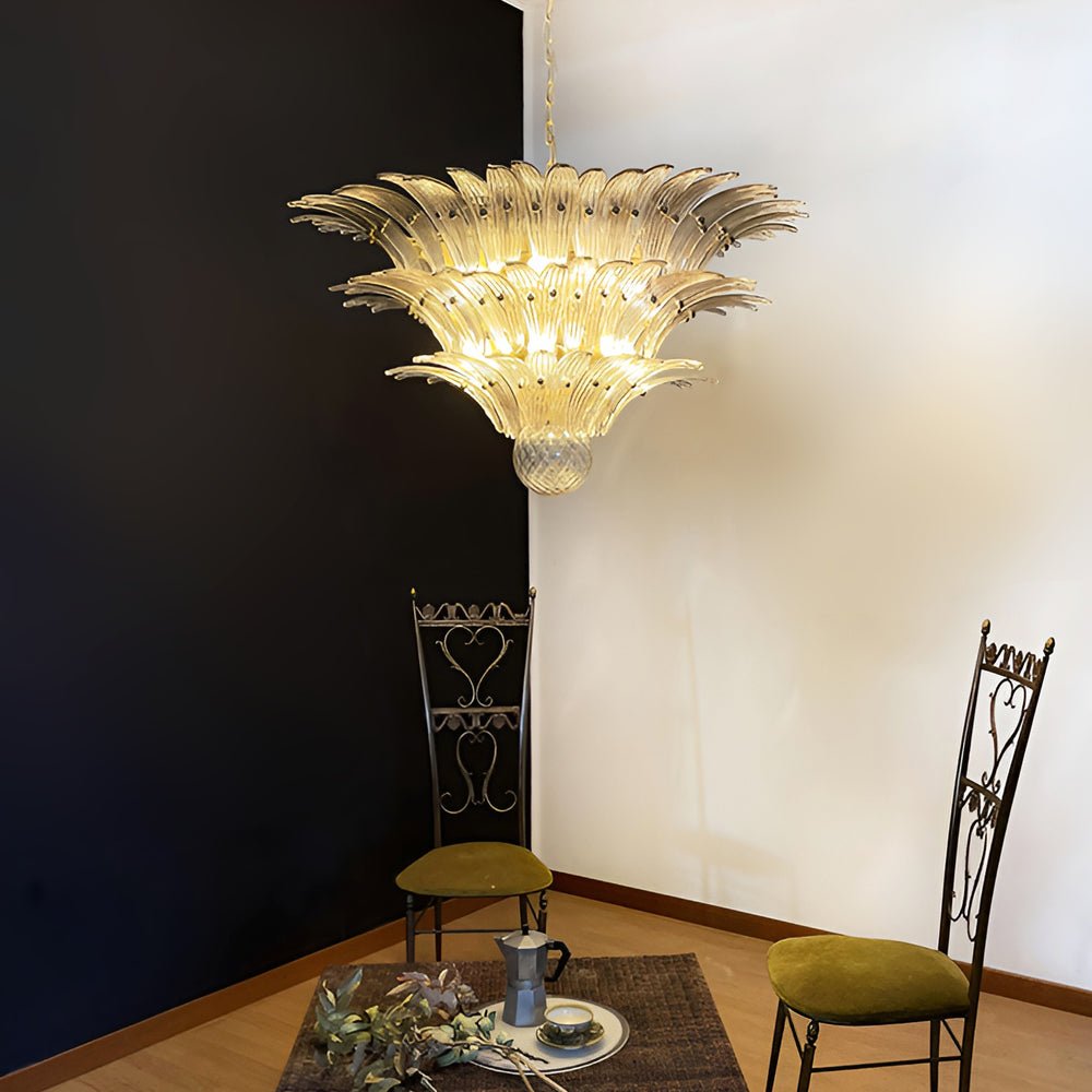 Aurora Chandelier Murano Glass Palm Leaf Tiered - Blowlighting