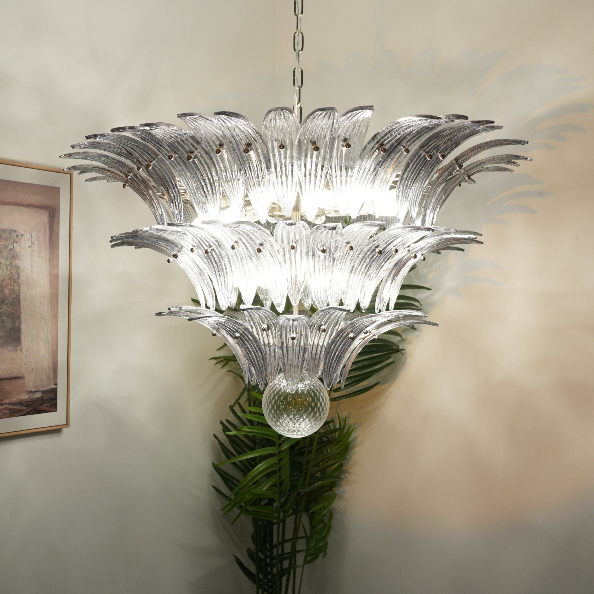 Aurora Chandelier Murano Glass Palm Leaf Tiered - Blowlighting