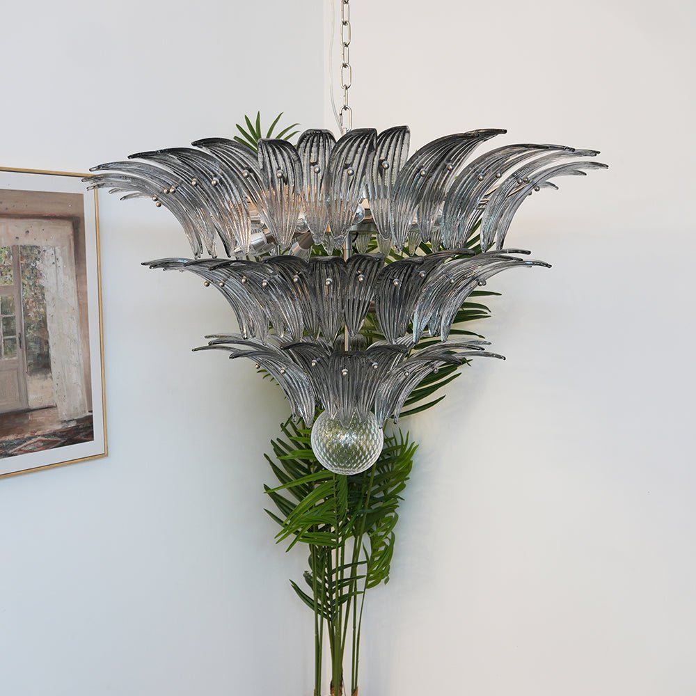 Aurora Chandelier Murano Glass Palm Leaf Tiered - Blowlighting