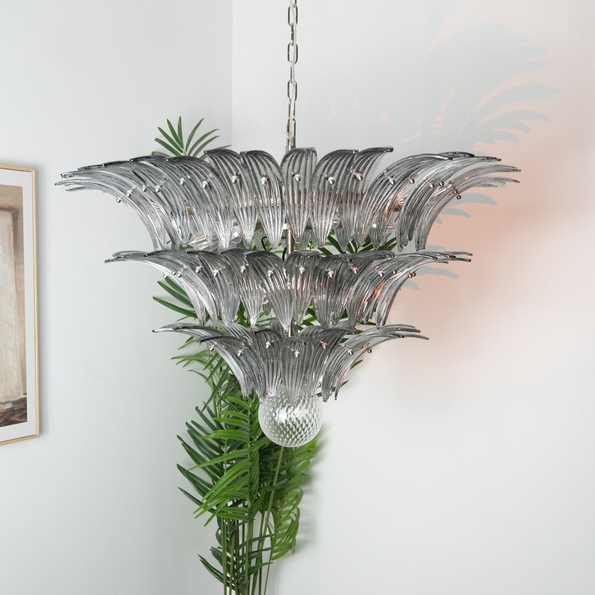 Aurora Chandelier Murano Glass Palm Leaf Tiered - Blowlighting