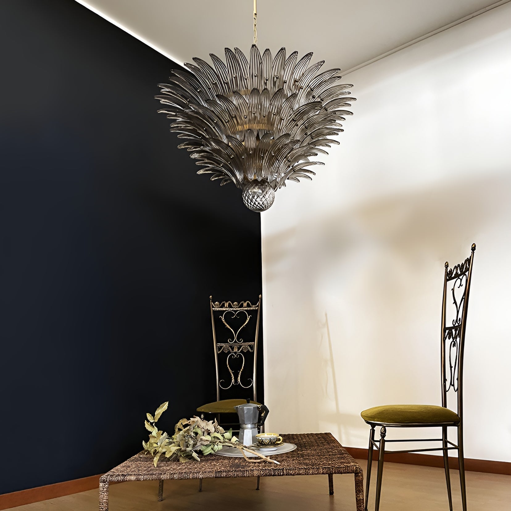 Aurora Chandelier Murano Glass Palm Leaf Tiered - Blowlighting