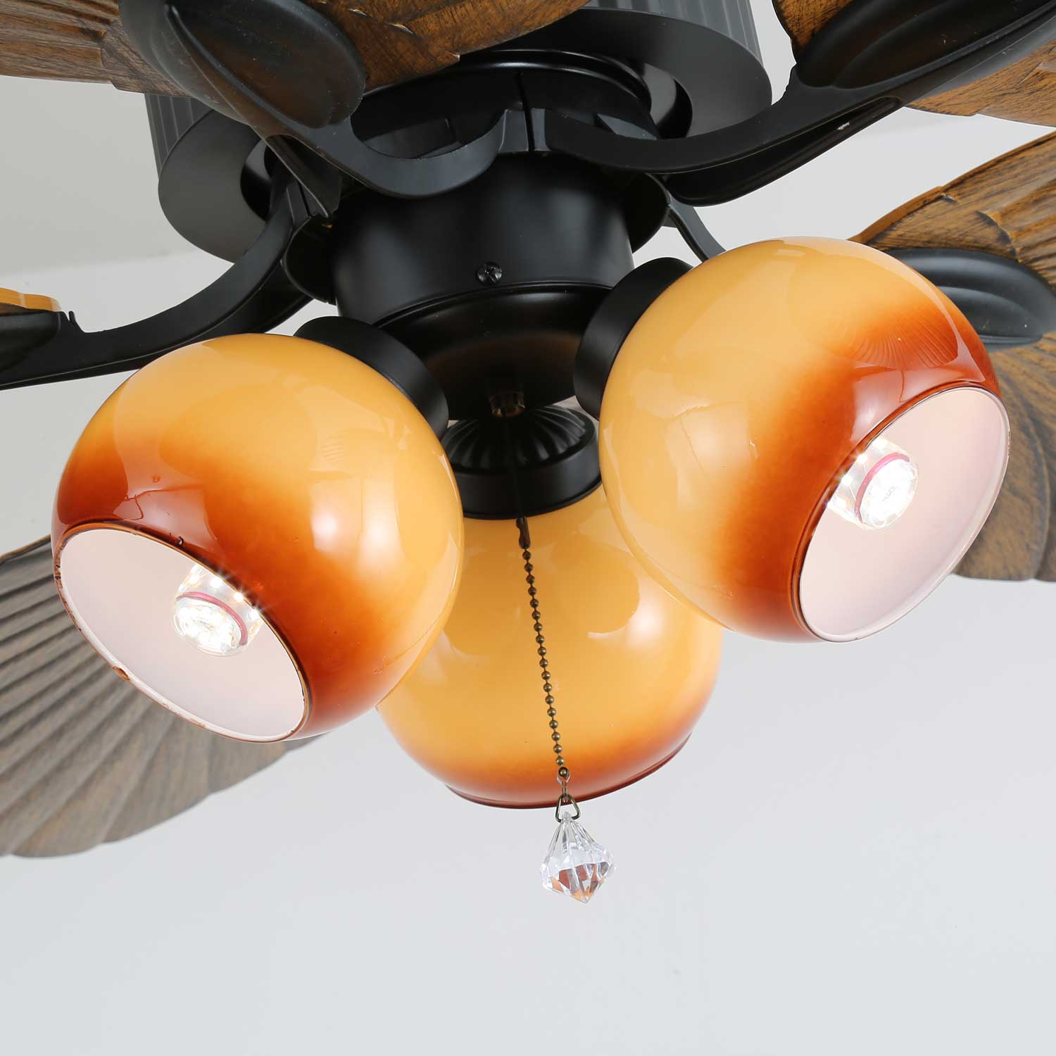 Avinionis Palm Whisper Vintage Wood Ceiling Fan Light - Blowlighting