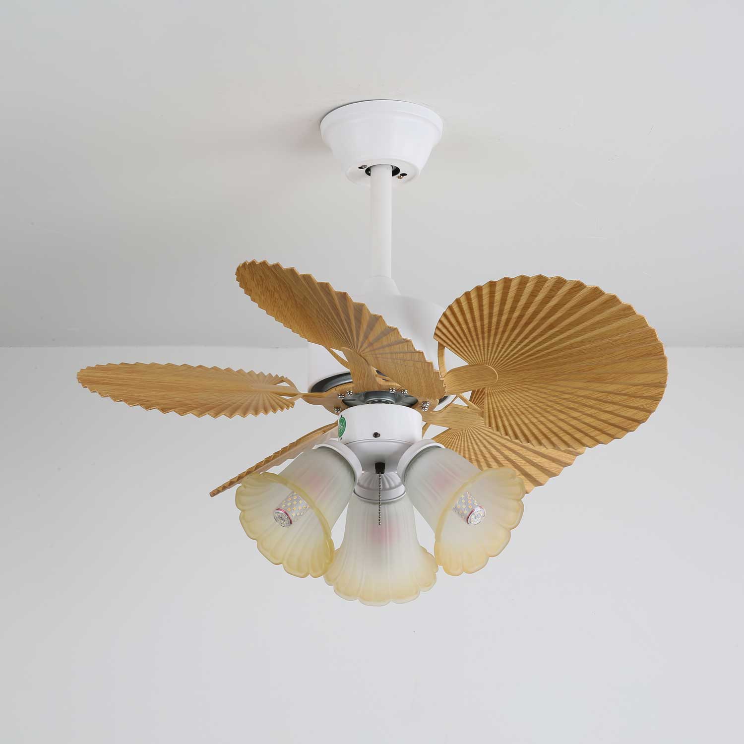 Aurelia Vintage Wood Glass Ceiling Fan Light - Blowlighting