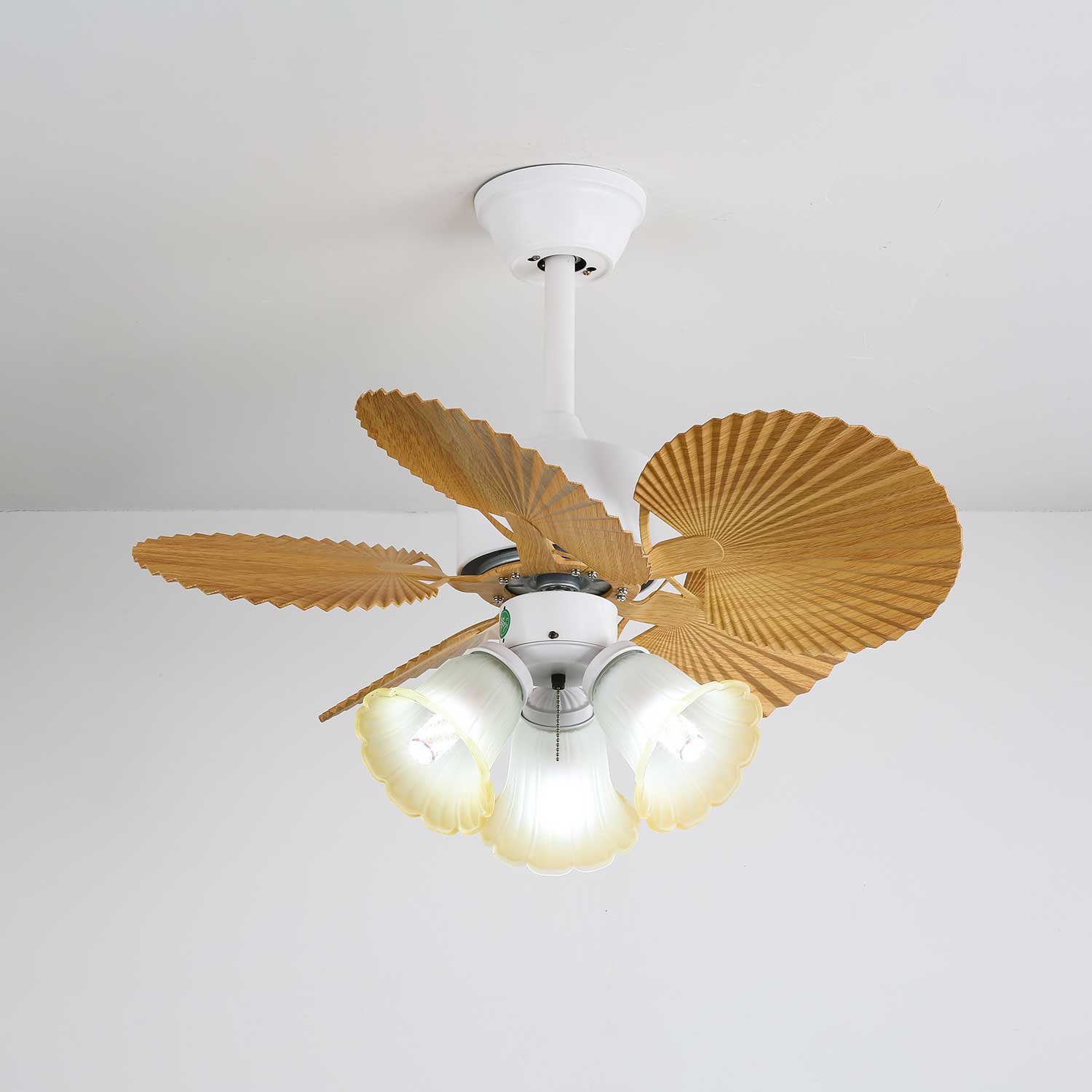 Aurelia Vintage Wood Glass Ceiling Fan Light - Blowlighting