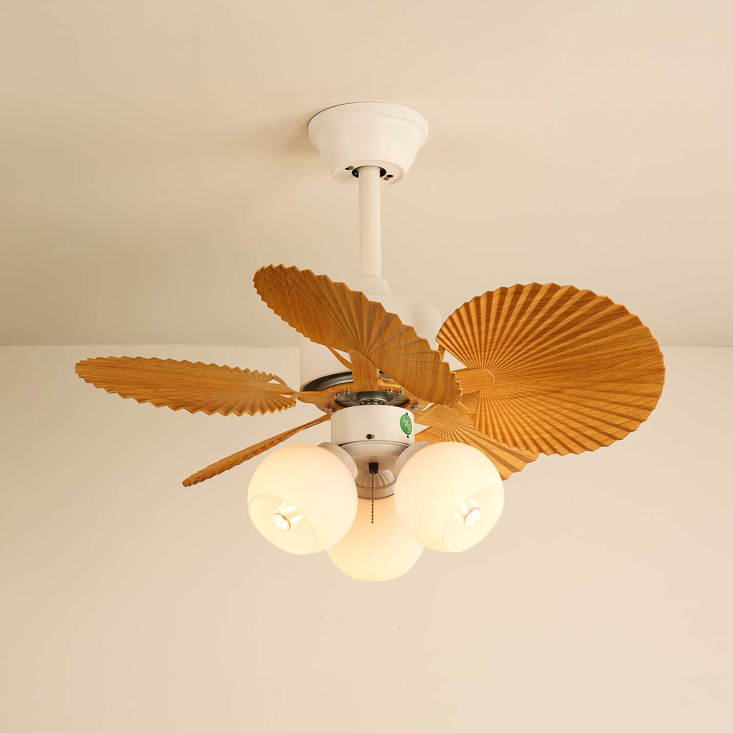 Aurelia Vintage Wood Glass Ceiling Fan Light - Blowlighting