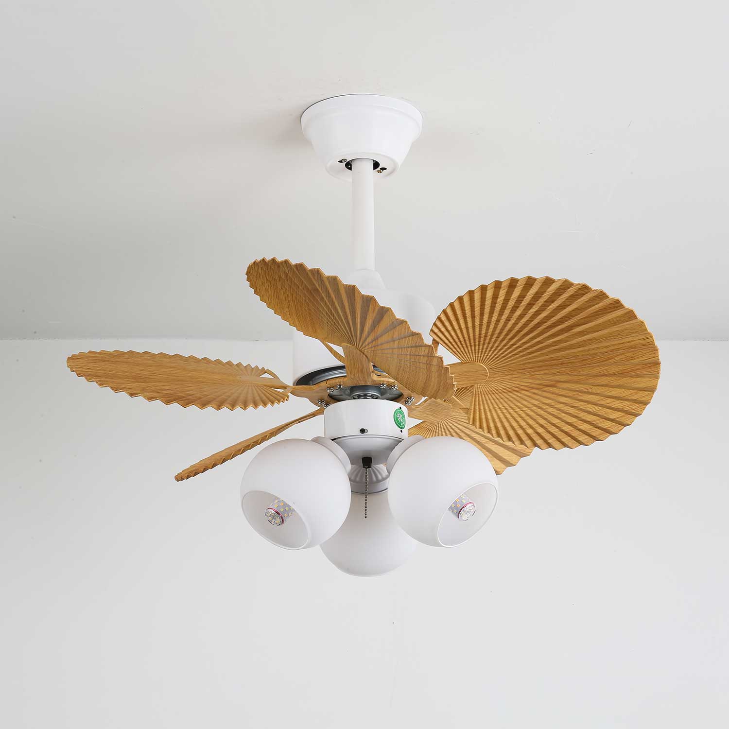 Aurelia Vintage Wood Glass Ceiling Fan Light - Blowlighting