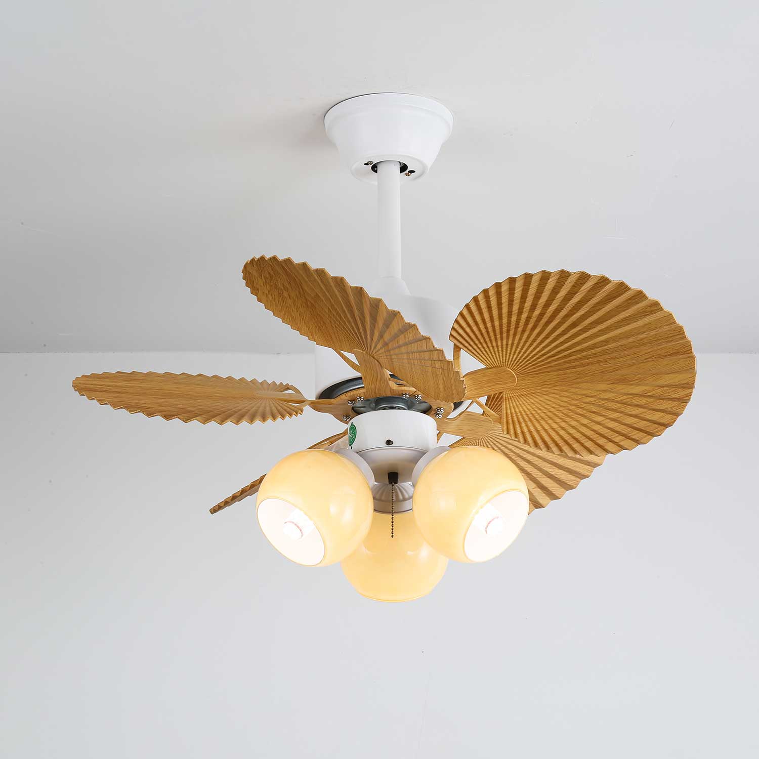 Aurelia Vintage Wood Glass Ceiling Fan Light - Blowlighting
