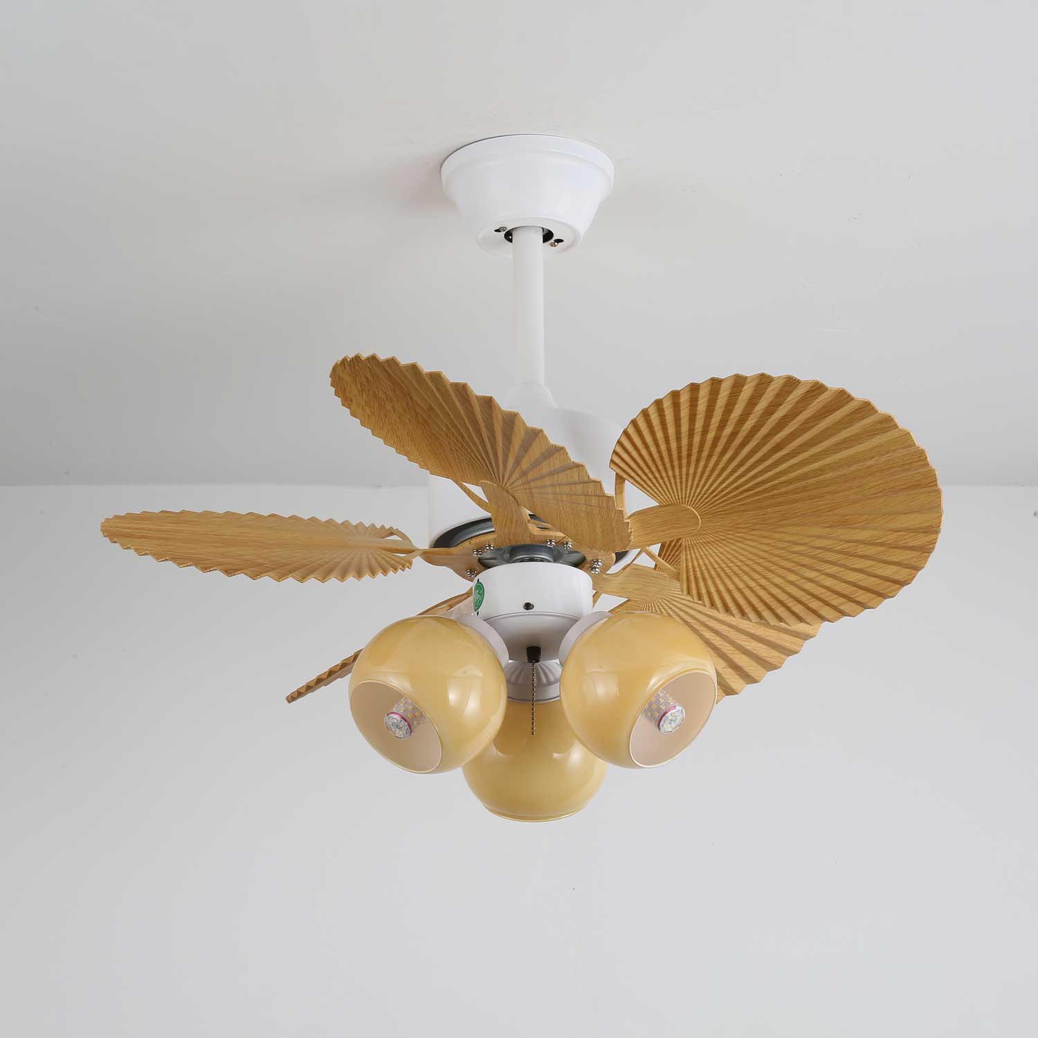 Aurelia Vintage Wood Glass Ceiling Fan Light - Blowlighting
