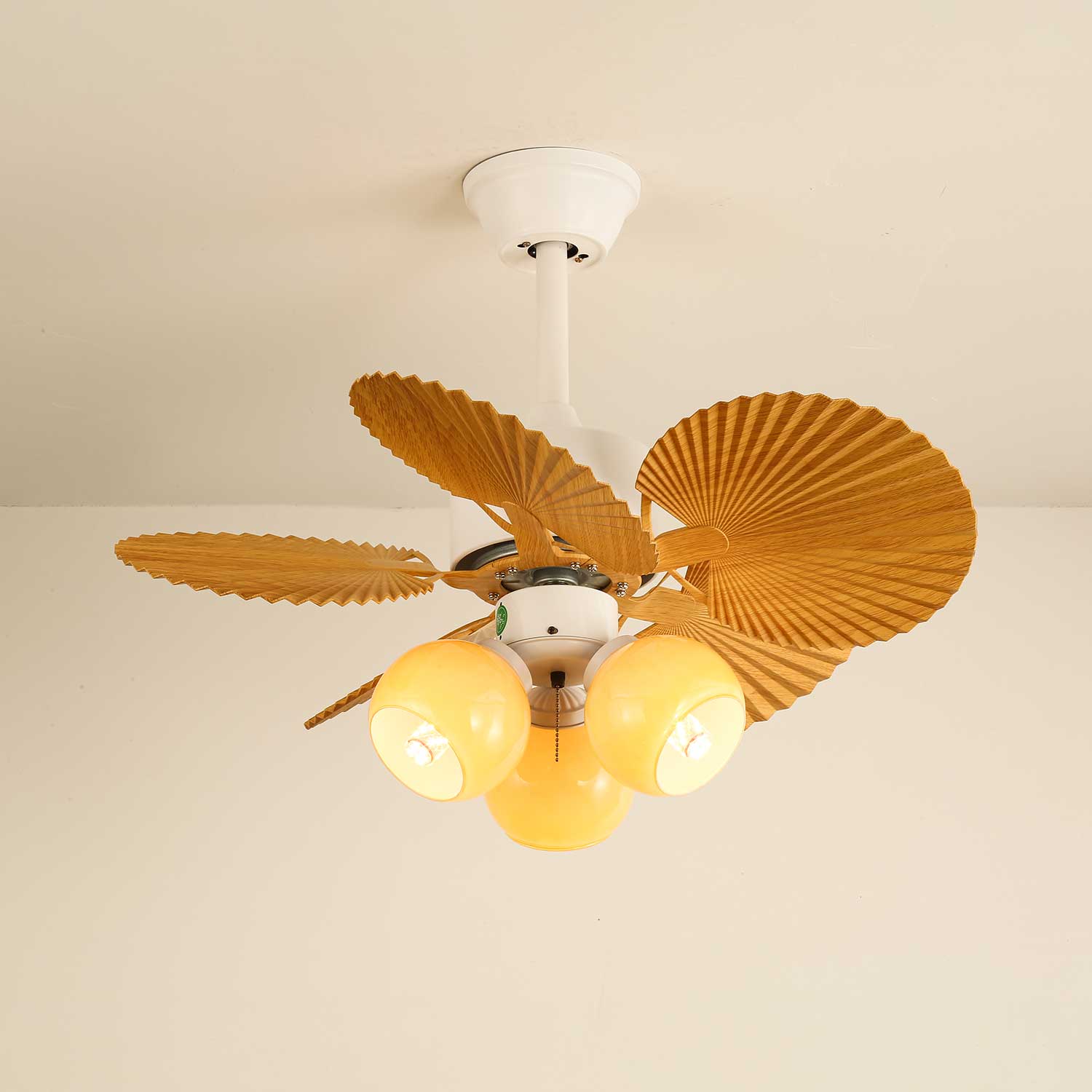 Aurelia Vintage Wood Glass Ceiling Fan Light - Blowlighting
