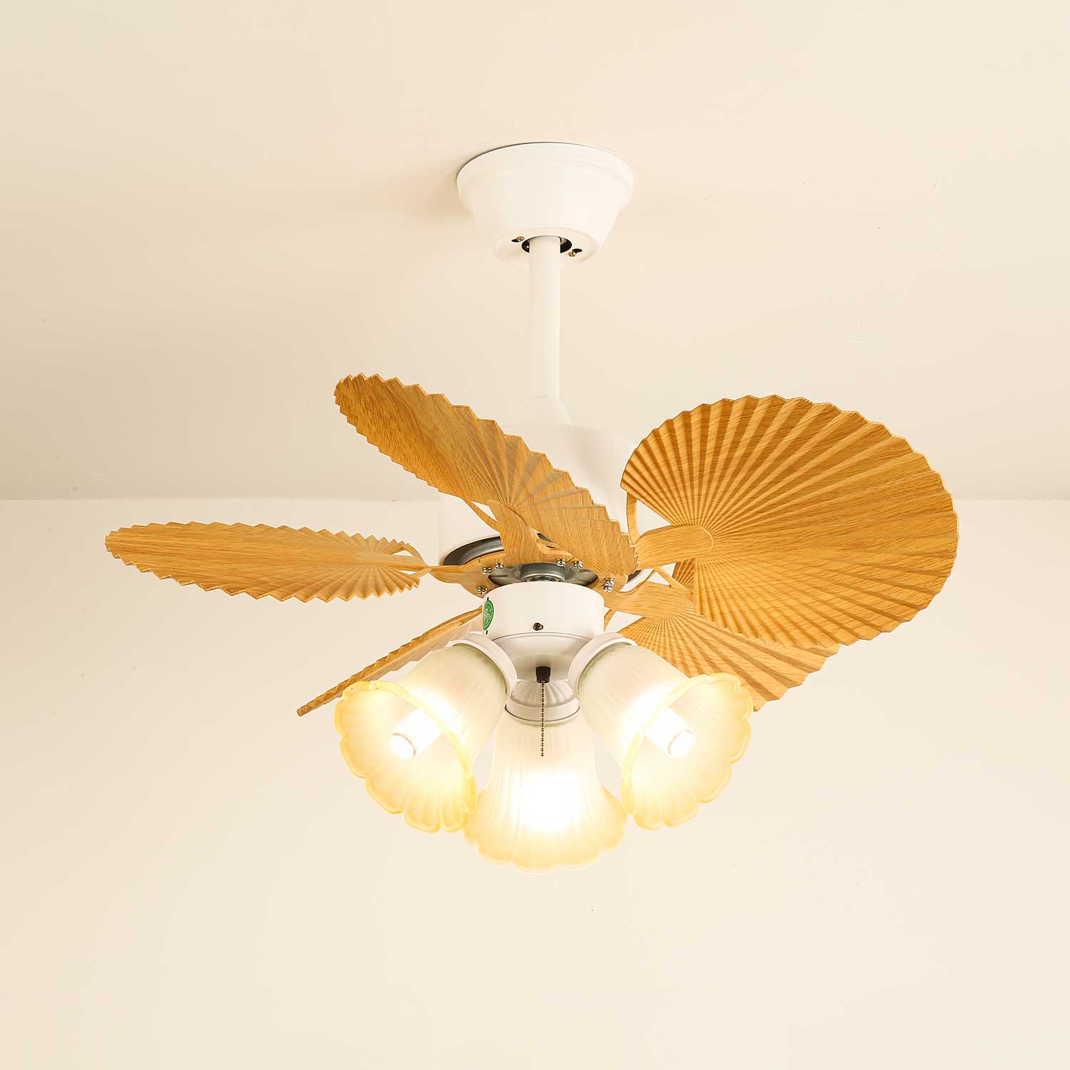 Aurelia Vintage Wood Glass Ceiling Fan Light - Blowlighting