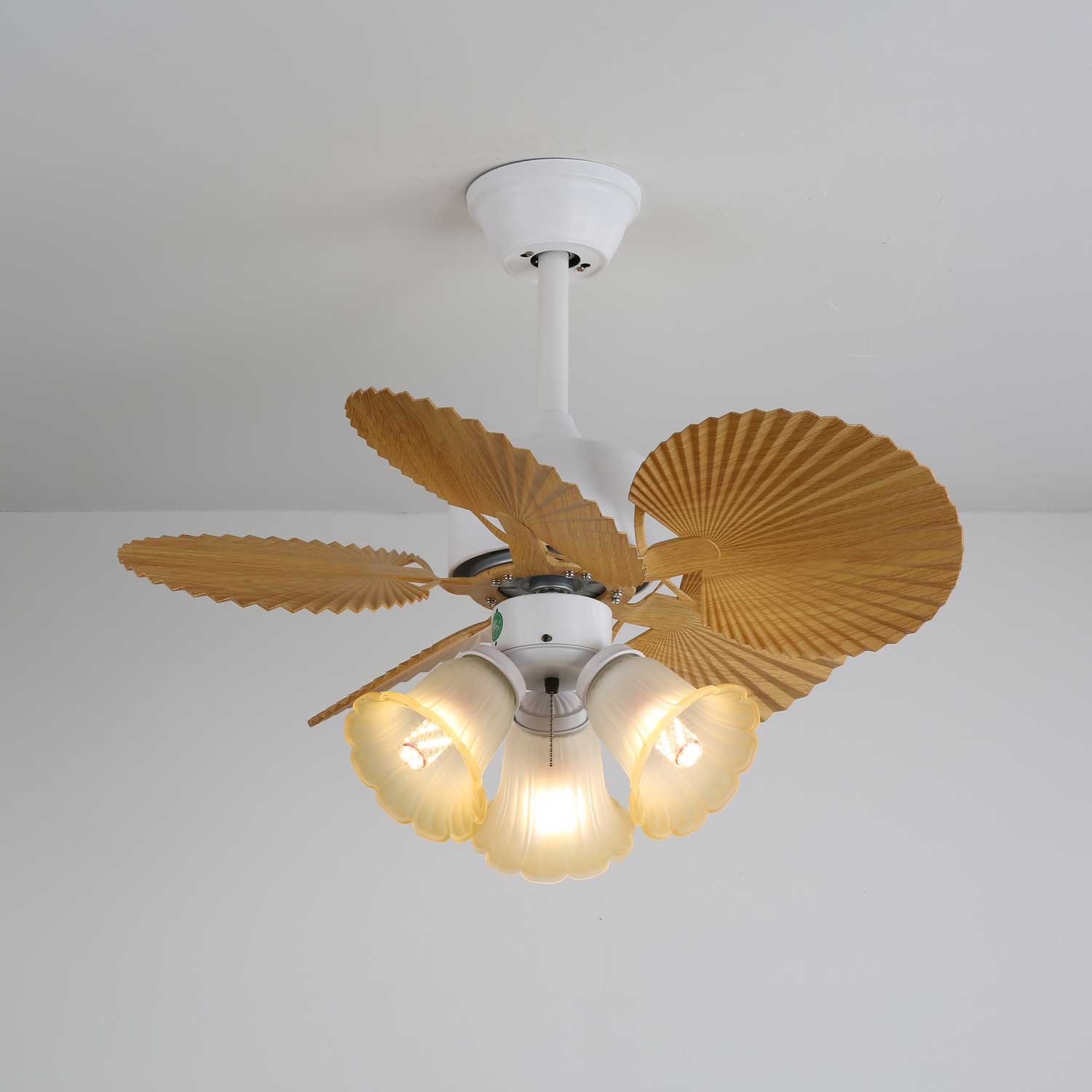 Aurelia Vintage Wood Glass Ceiling Fan Light - Blowlighting