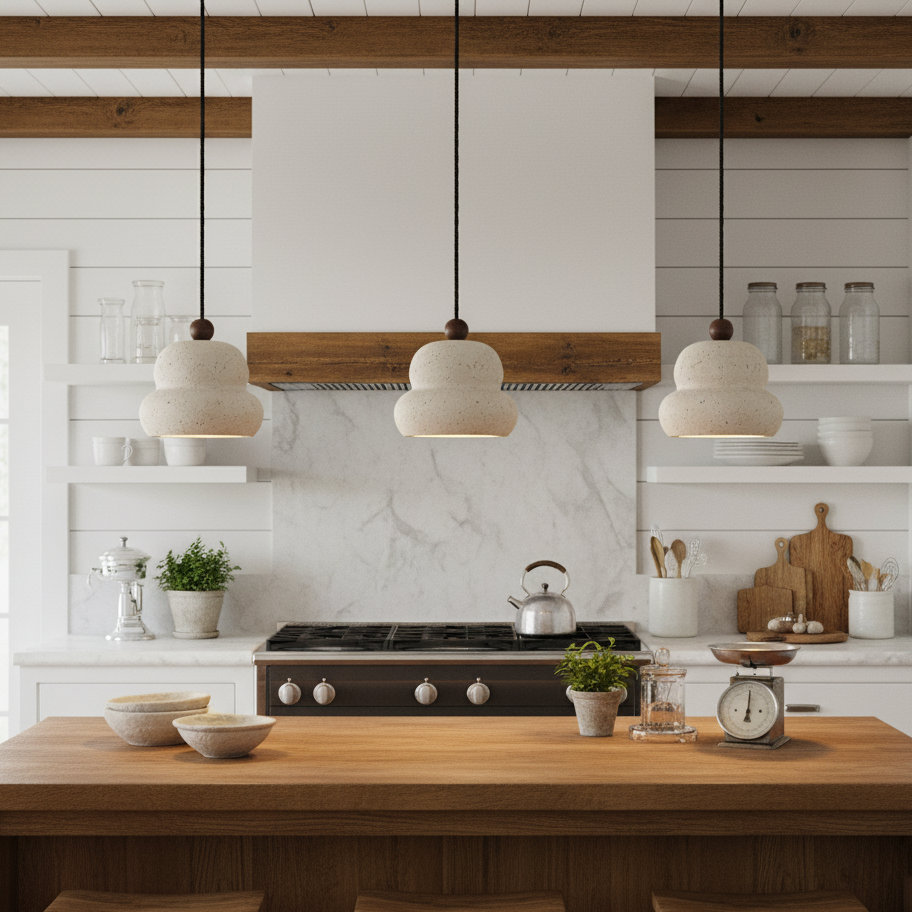 Papilio Farmhouse Travertine Pendant Light