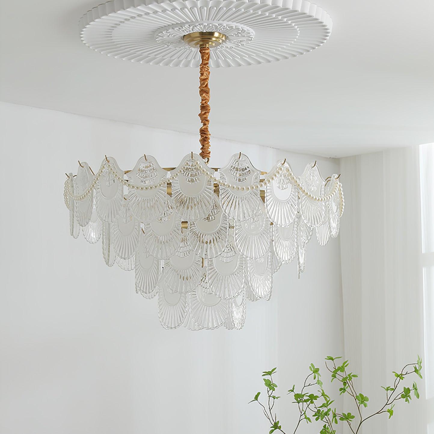 Pearl Glass Shell Chandelier - Blowlighting