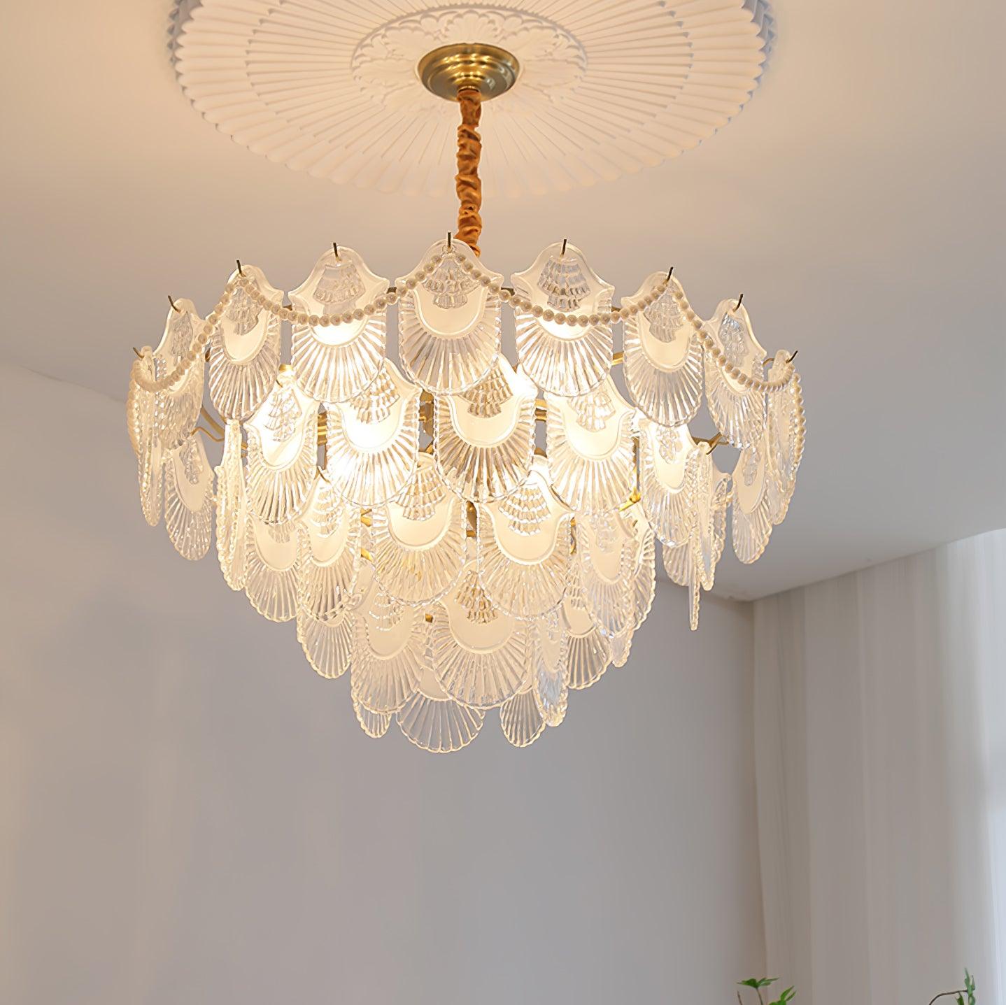 Pearl Glass Shell Chandelier - Blowlighting