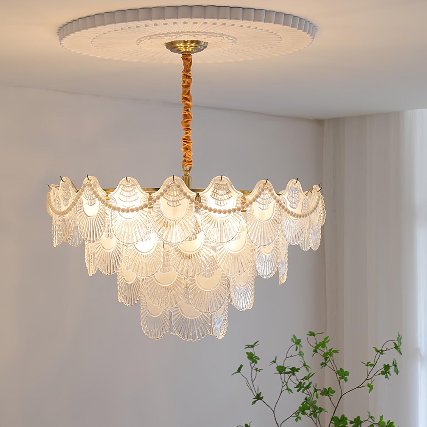 Pearl Glass Shell Chandelier - Blowlighting