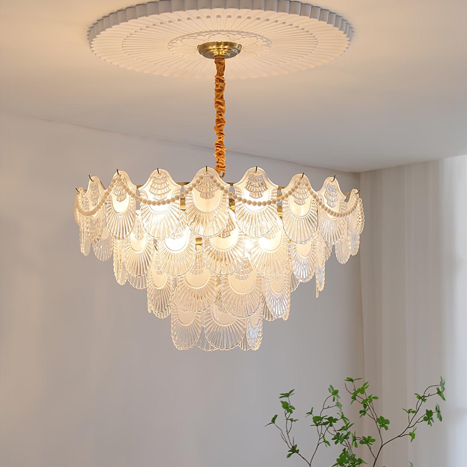 Pearl Glass Shell Chandelier - Blowlighting