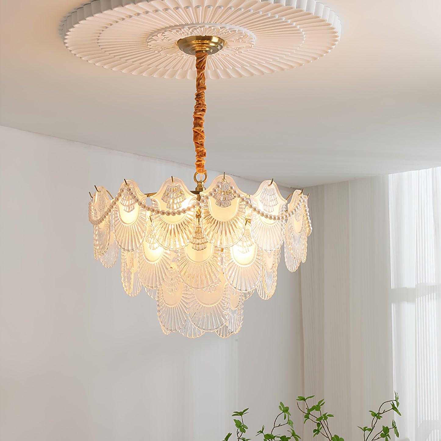 Pearl Glass Shell Chandelier - Blowlighting
