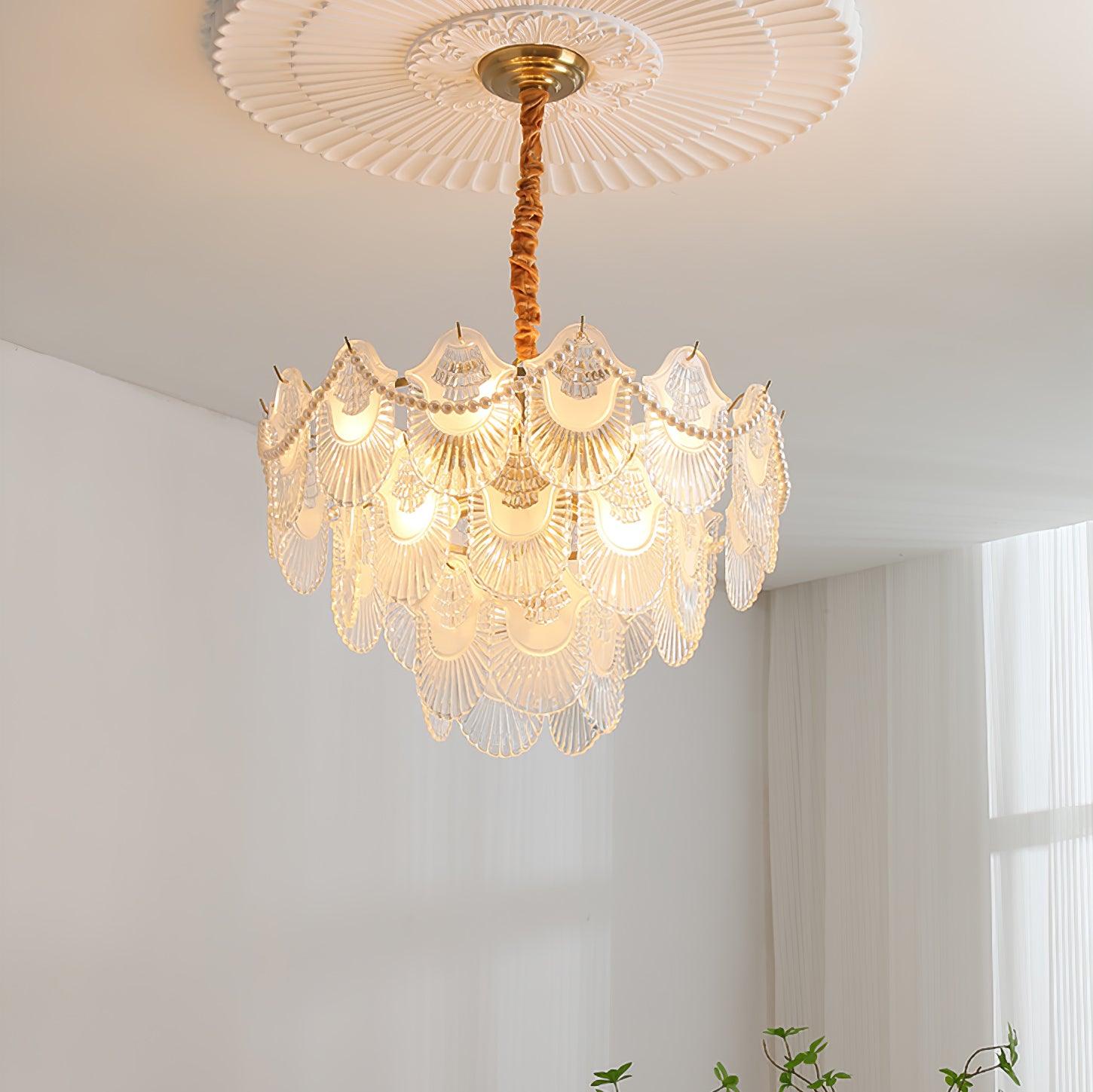 Pearl Glass Shell Chandelier - Blowlighting